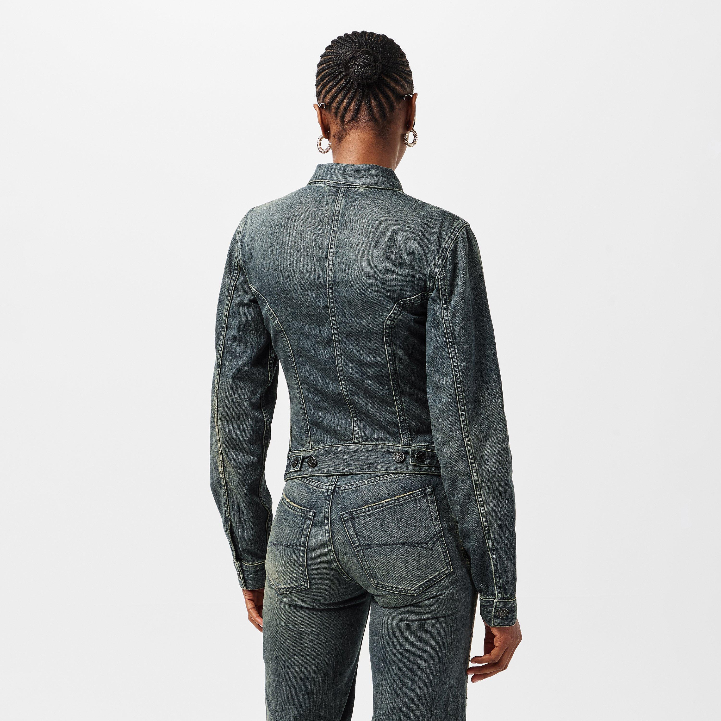 Navy/Green - Balenciaga - Women's Corseted Denim Jacket - 4