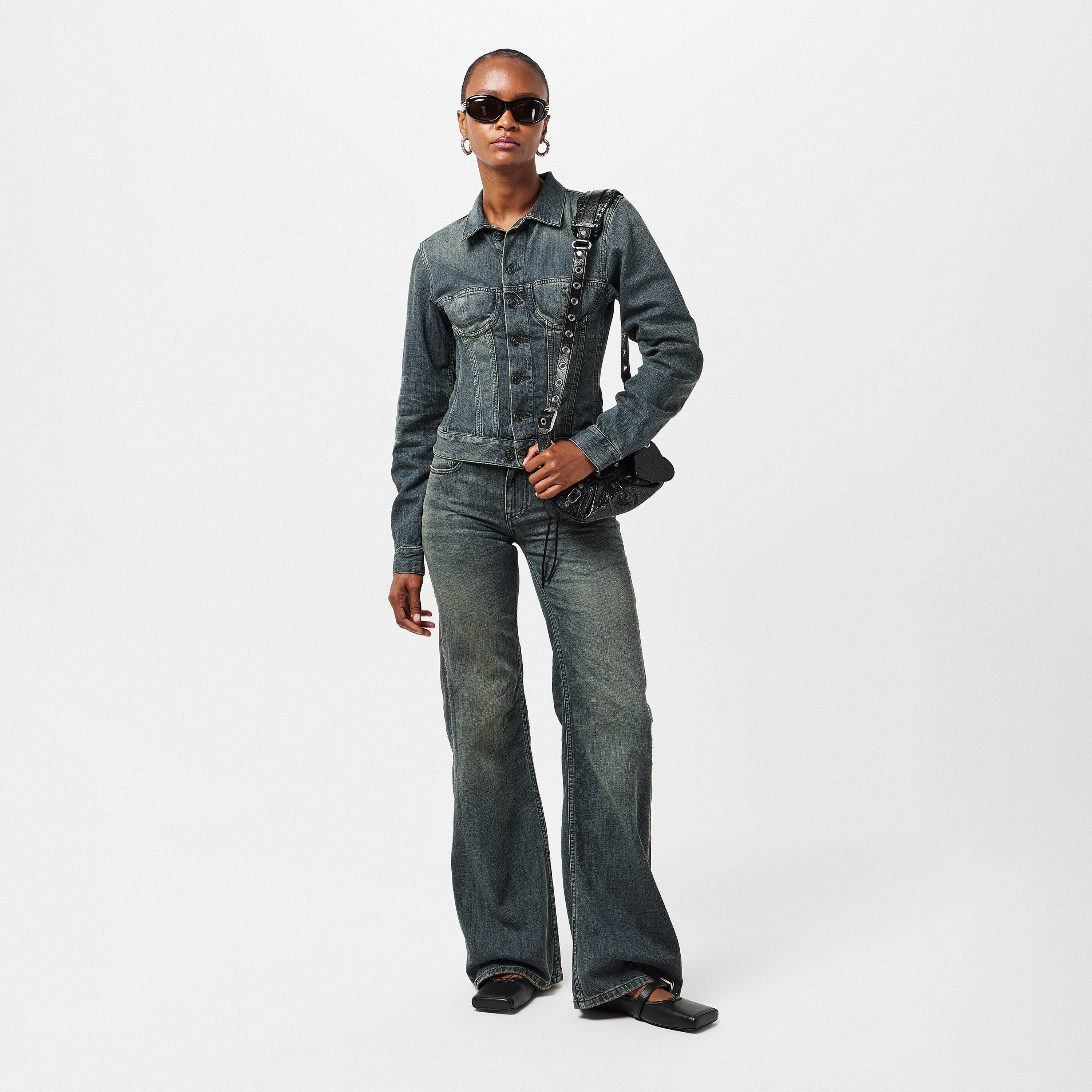 Navy/Green - Balenciaga - Women's Corseted Denim Jacket - 6