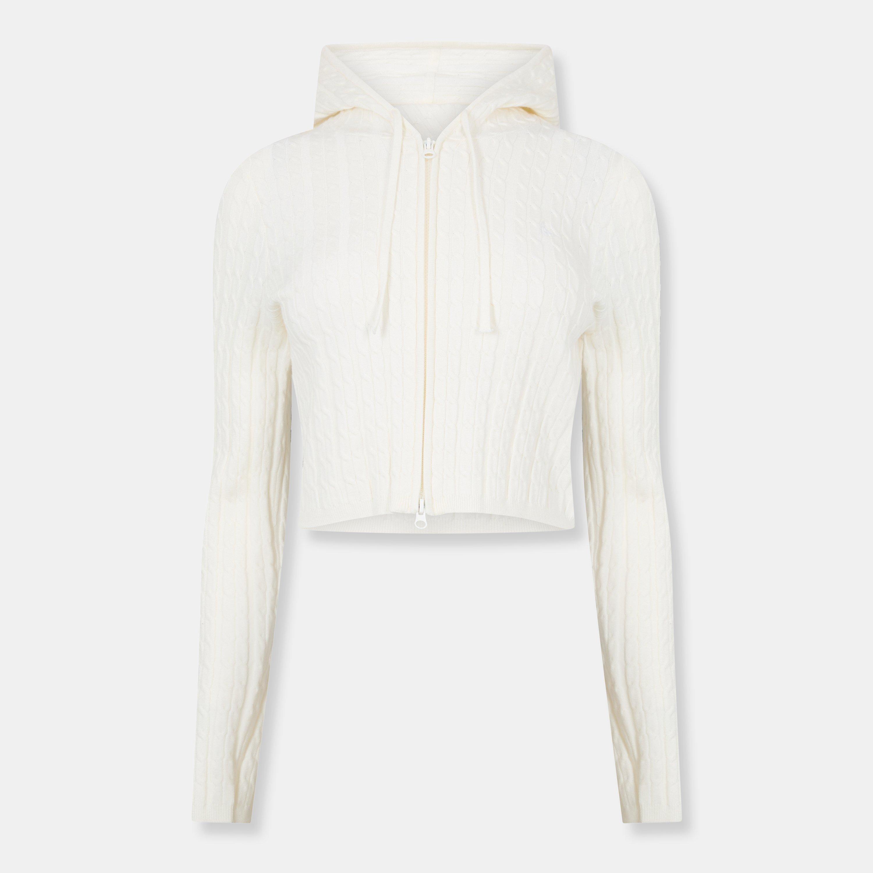 Jack Wills Women's Full Zip Cable Knit Jumper - Vintage White - 8 (XS)