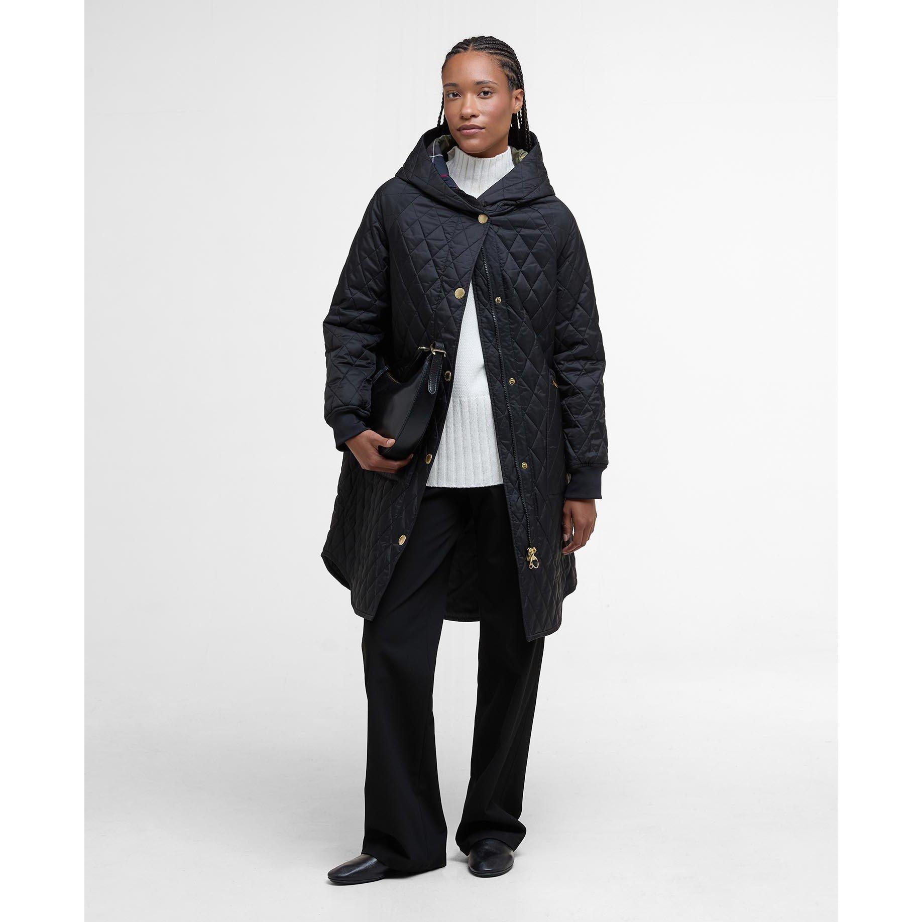 Black/Classic - Barbour - Women's Hilary Hooded Long Sleeve Quilted Jacket - 7