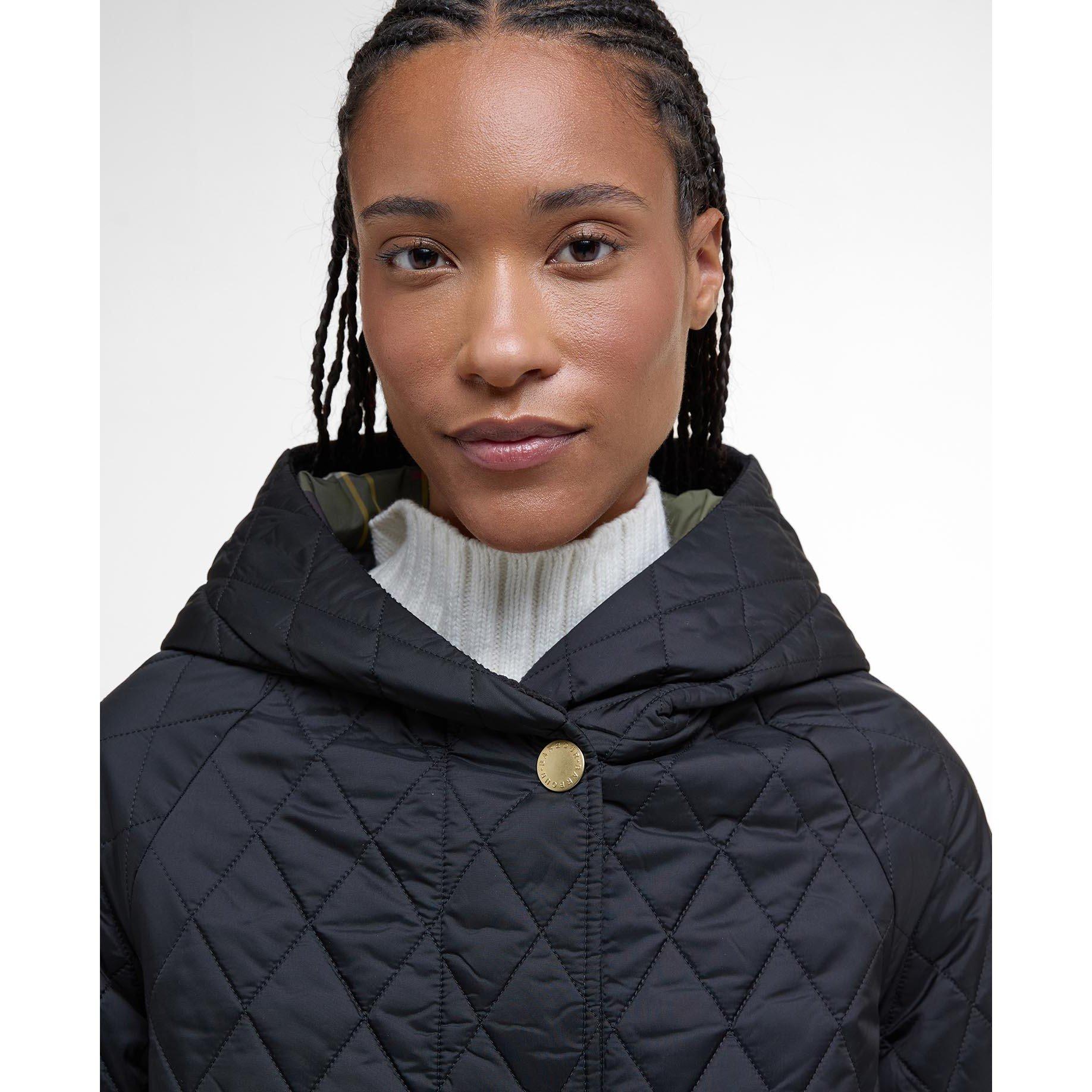 Black/Classic - Barbour - Women's Hilary Hooded Long Sleeve Quilted Jacket - 4