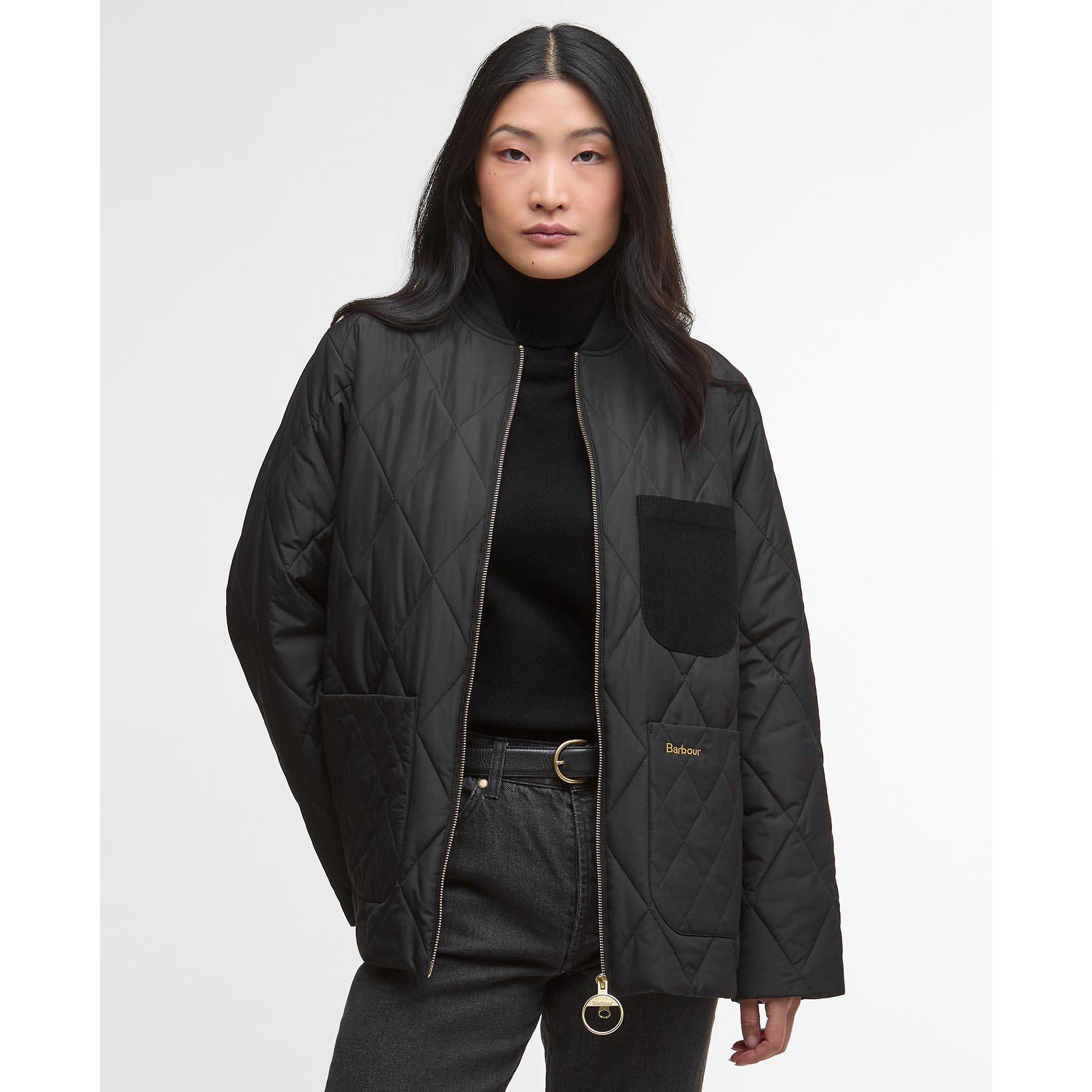 Black/Classic - Barbour - Women's Leonie Long Sleeve Full Zip Quilted Jacket - 2