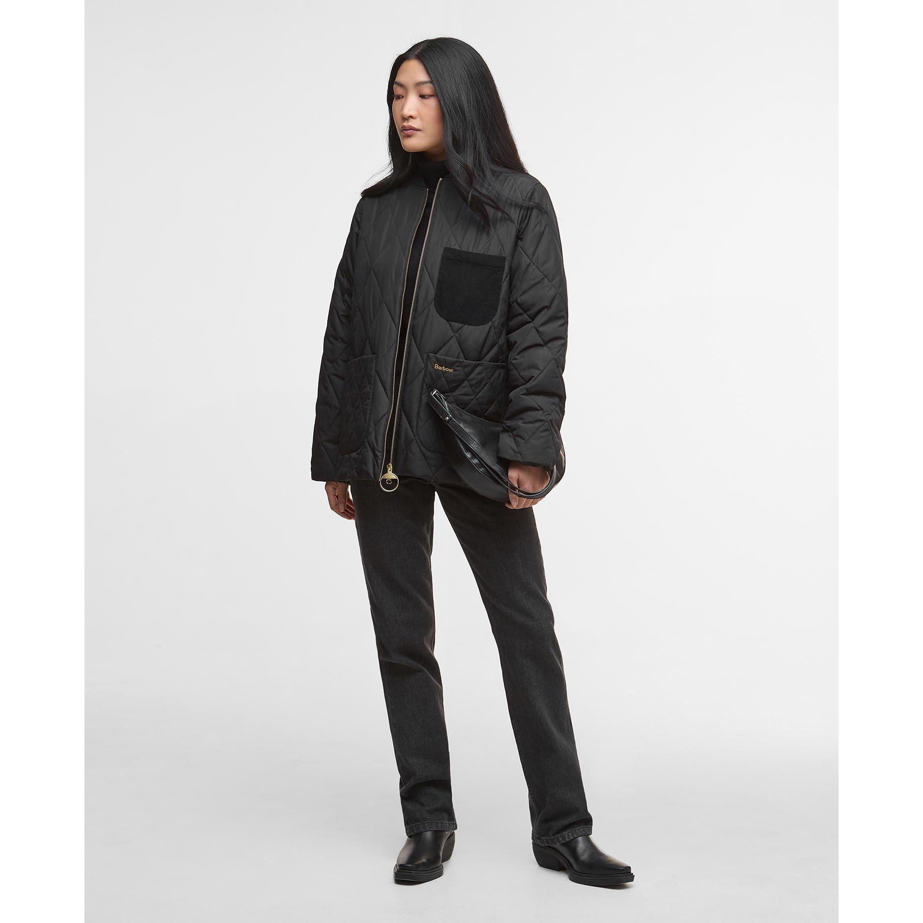 Black/Classic - Barbour - Women's Leonie Long Sleeve Full Zip Quilted Jacket - 6