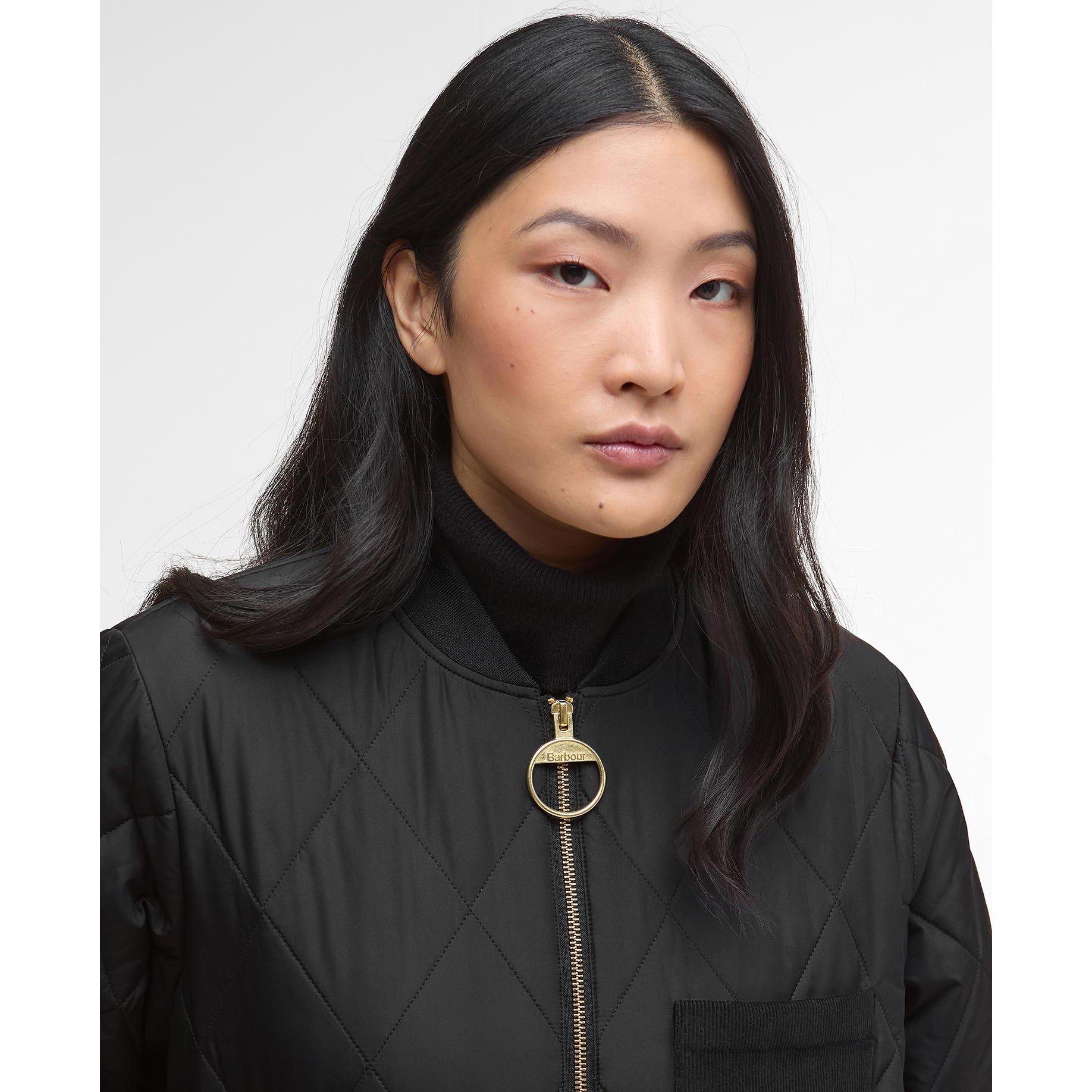 Black/Classic - Barbour - Women's Leonie Long Sleeve Full Zip Quilted Jacket - 4