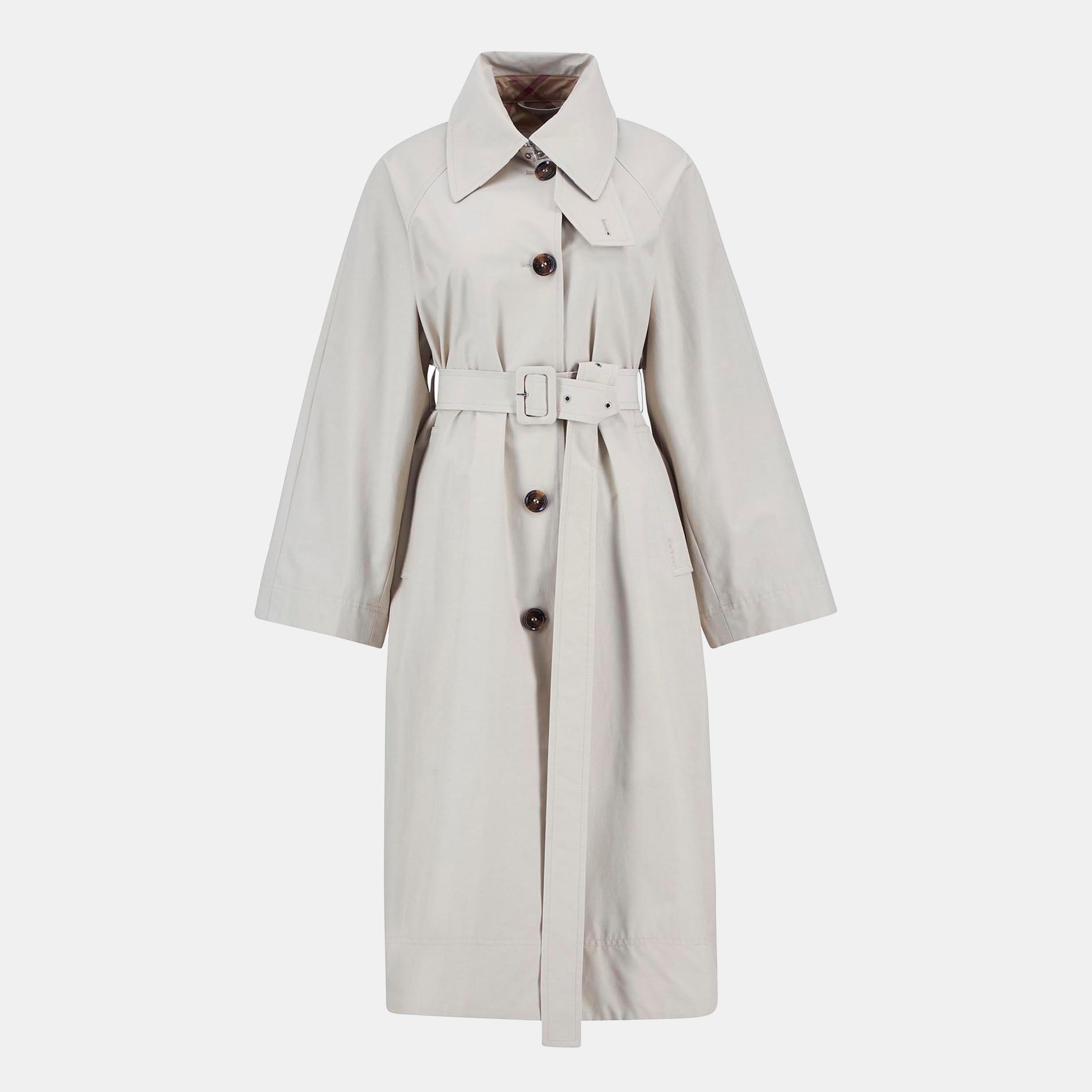 Mist/Hessian - Barbour - Women's Robyn Showerproof Long Sleeve Calf Length Trench Coat - 1