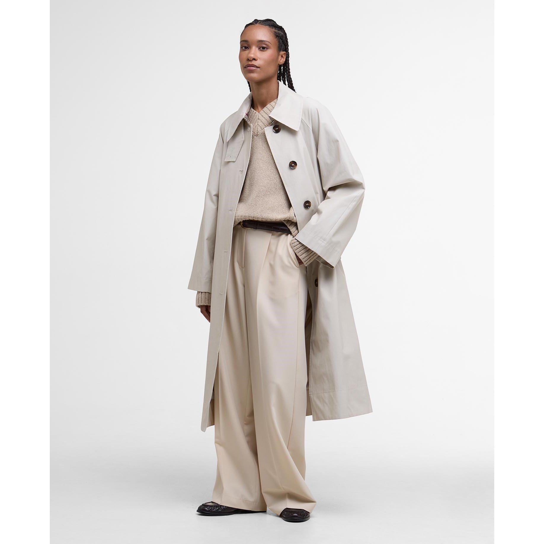 Mist/Hessian - Barbour - Women's Robyn Showerproof Long Sleeve Calf Length Trench Coat - 7