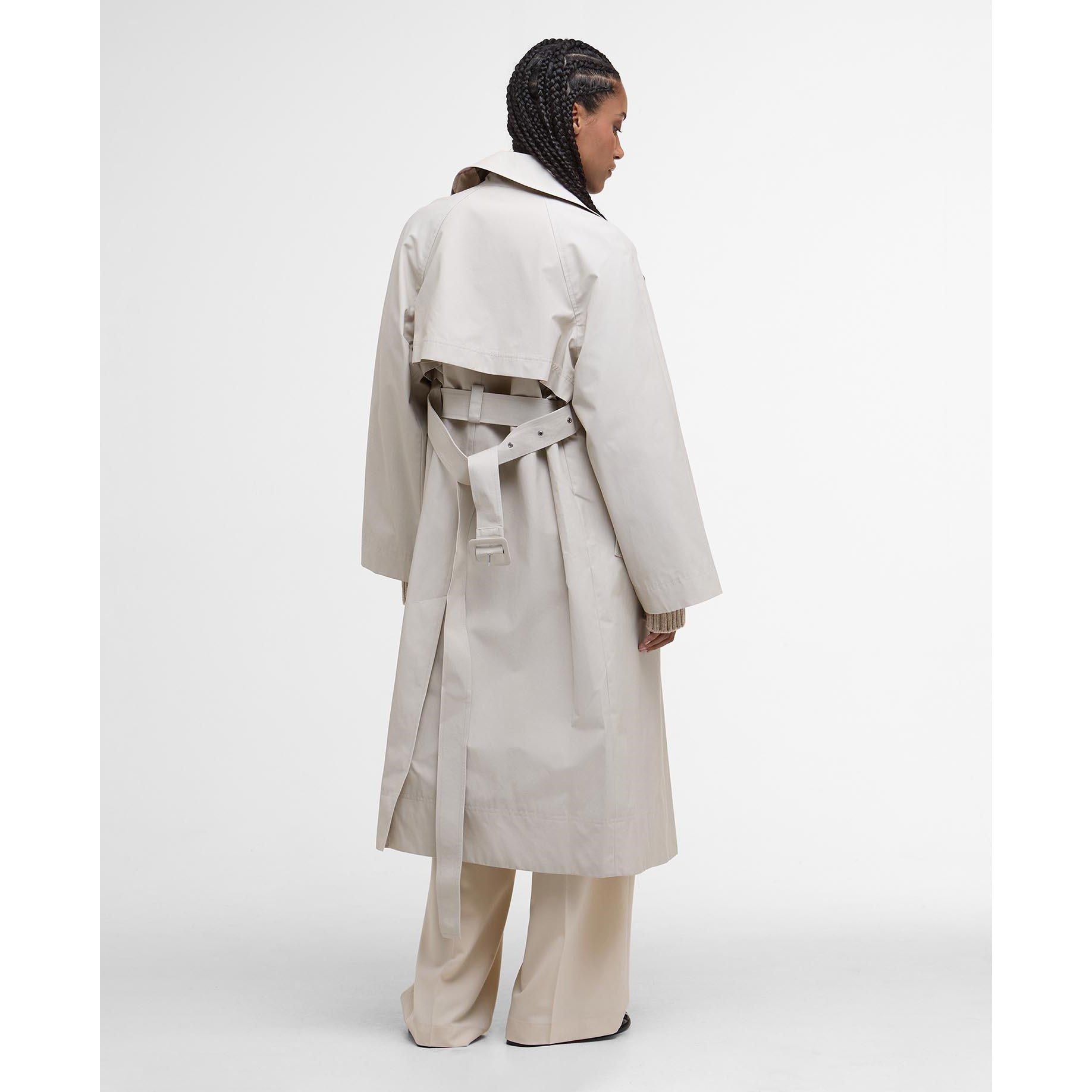 Mist/Hessian - Barbour - Women's Robyn Showerproof Long Sleeve Calf Length Trench Coat - 3