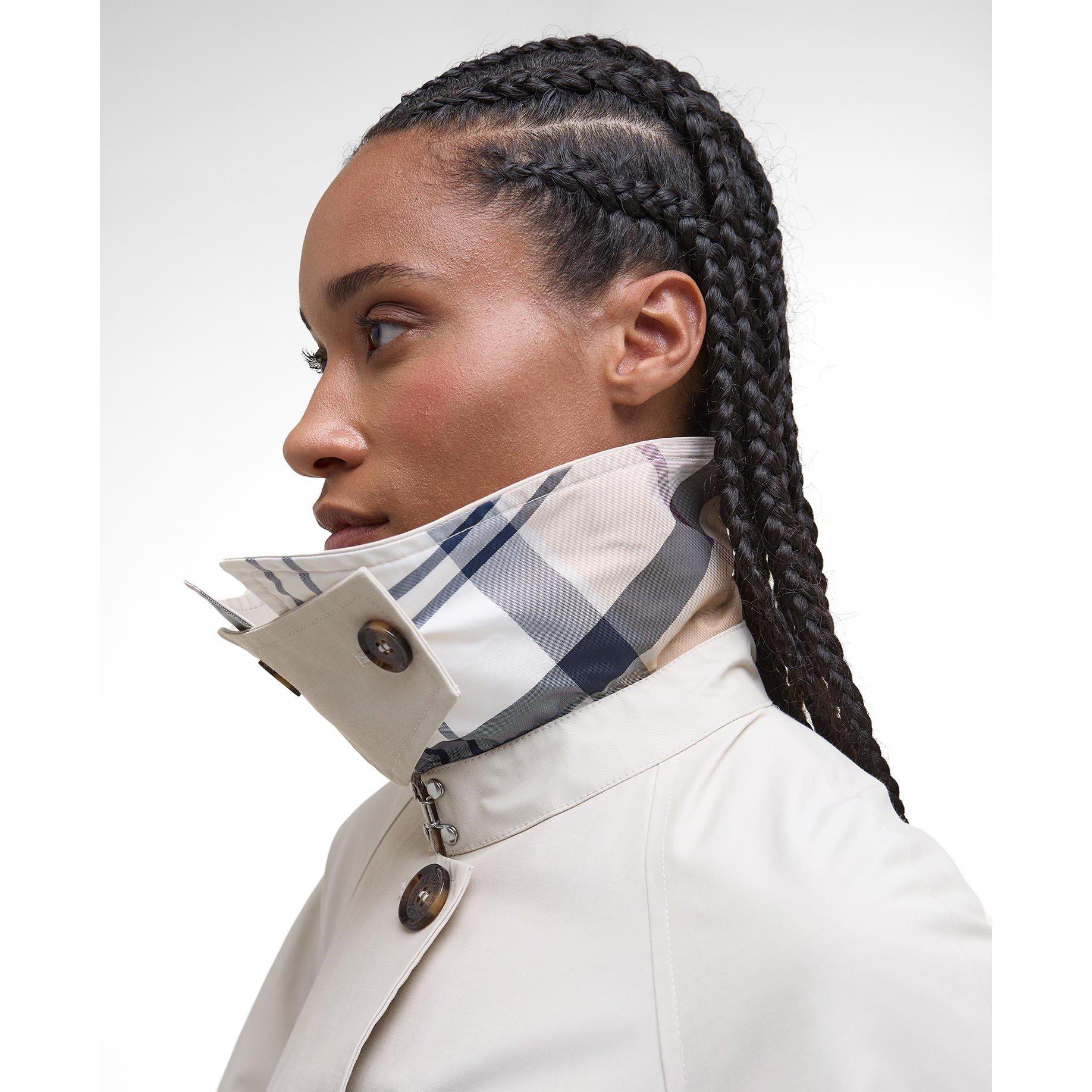 Mist/Hessian - Barbour - Women's Robyn Showerproof Long Sleeve Calf Length Trench Coat - 4