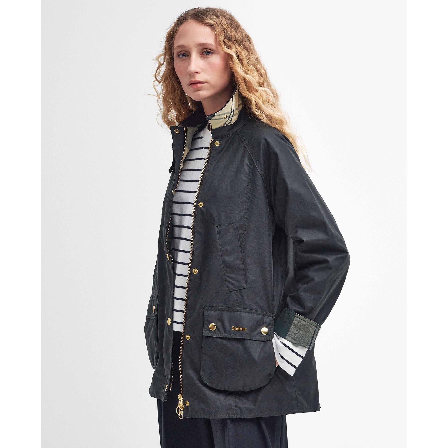 Sage/Ancient - Barbour - Women's Modern Beadnell Long Sleeve Waxed Jacket - 2