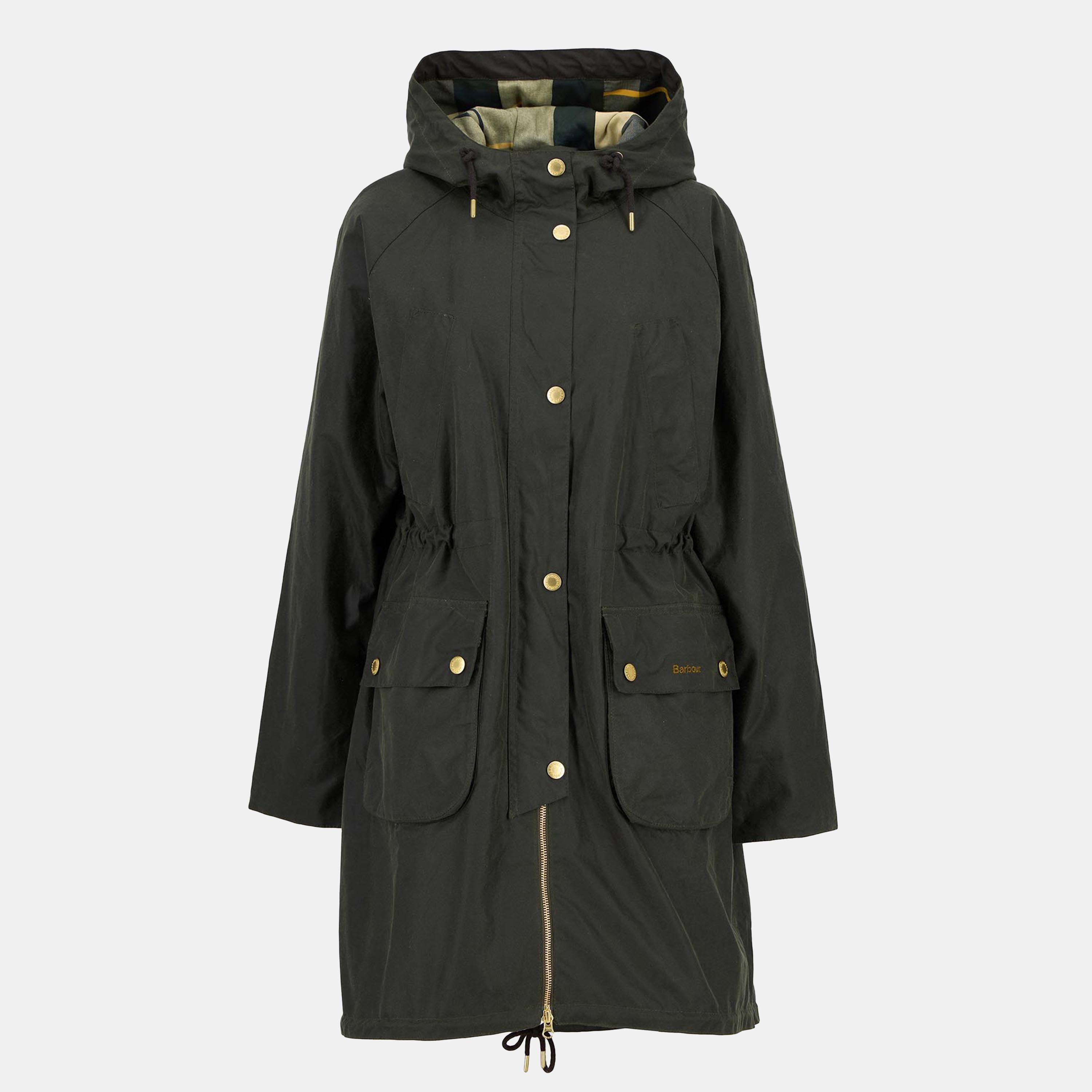 Fern/Ancient - Barbour - Women's Marcy Hooded Long Sleeve Wax Jacket - 1