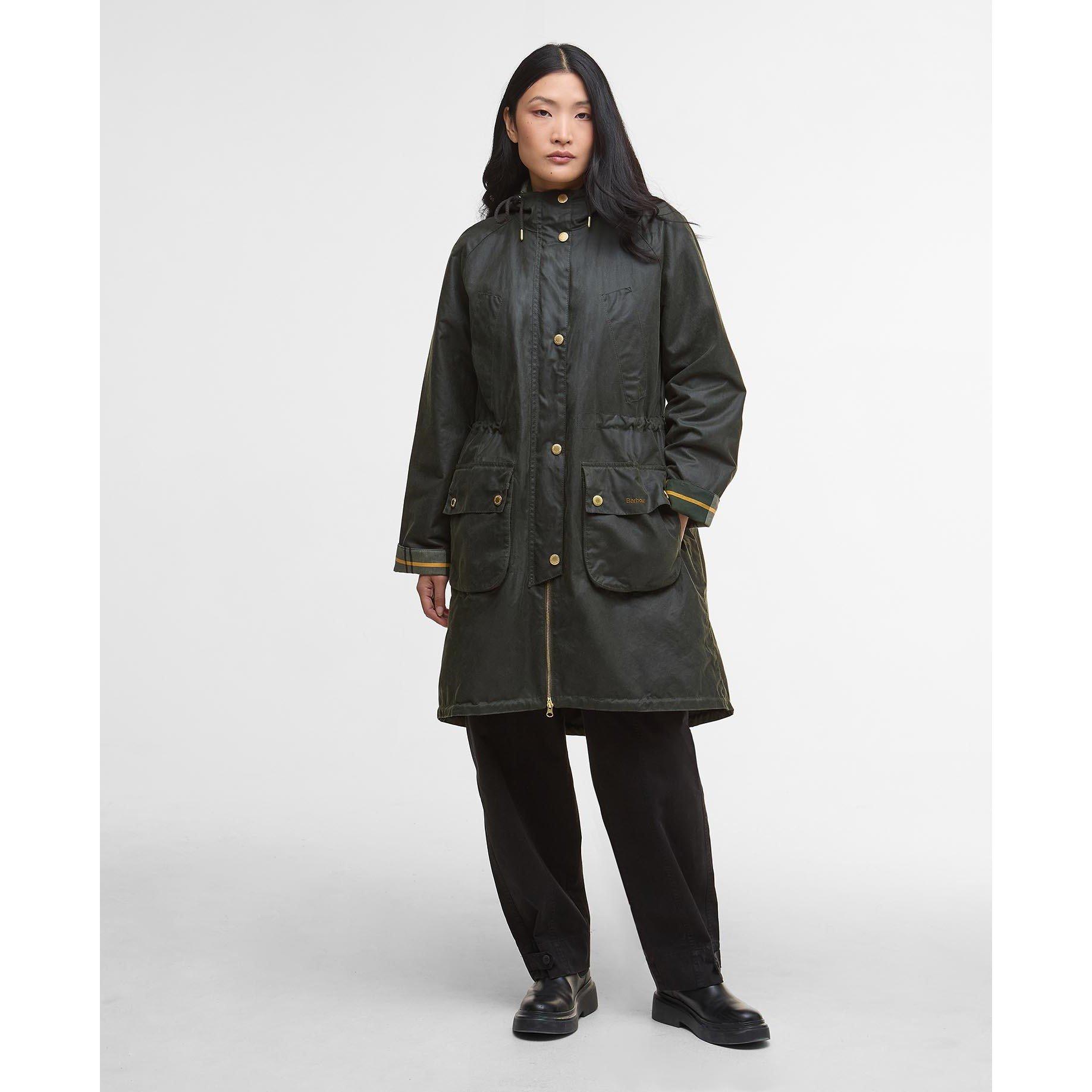 Fern/Ancient - Barbour - Women's Marcy Hooded Long Sleeve Wax Jacket - 2
