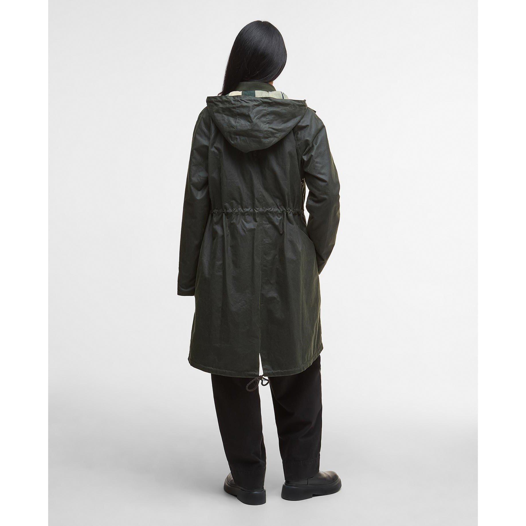 Fern/Ancient - Barbour - Women's Marcy Hooded Long Sleeve Wax Jacket - 3