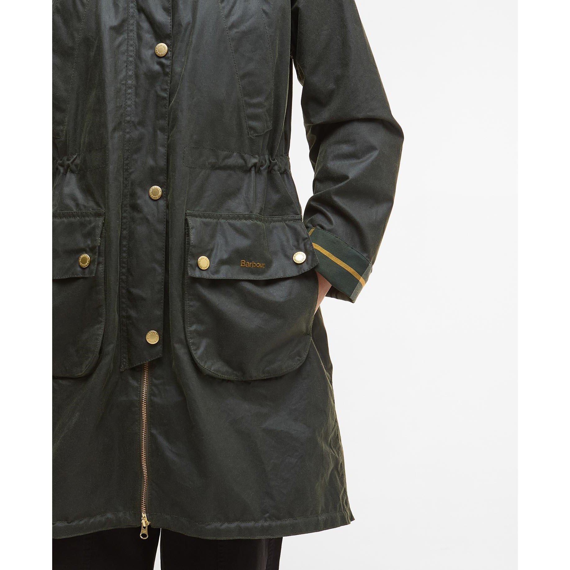 Fern/Ancient - Barbour - Women's Marcy Hooded Long Sleeve Wax Jacket - 5