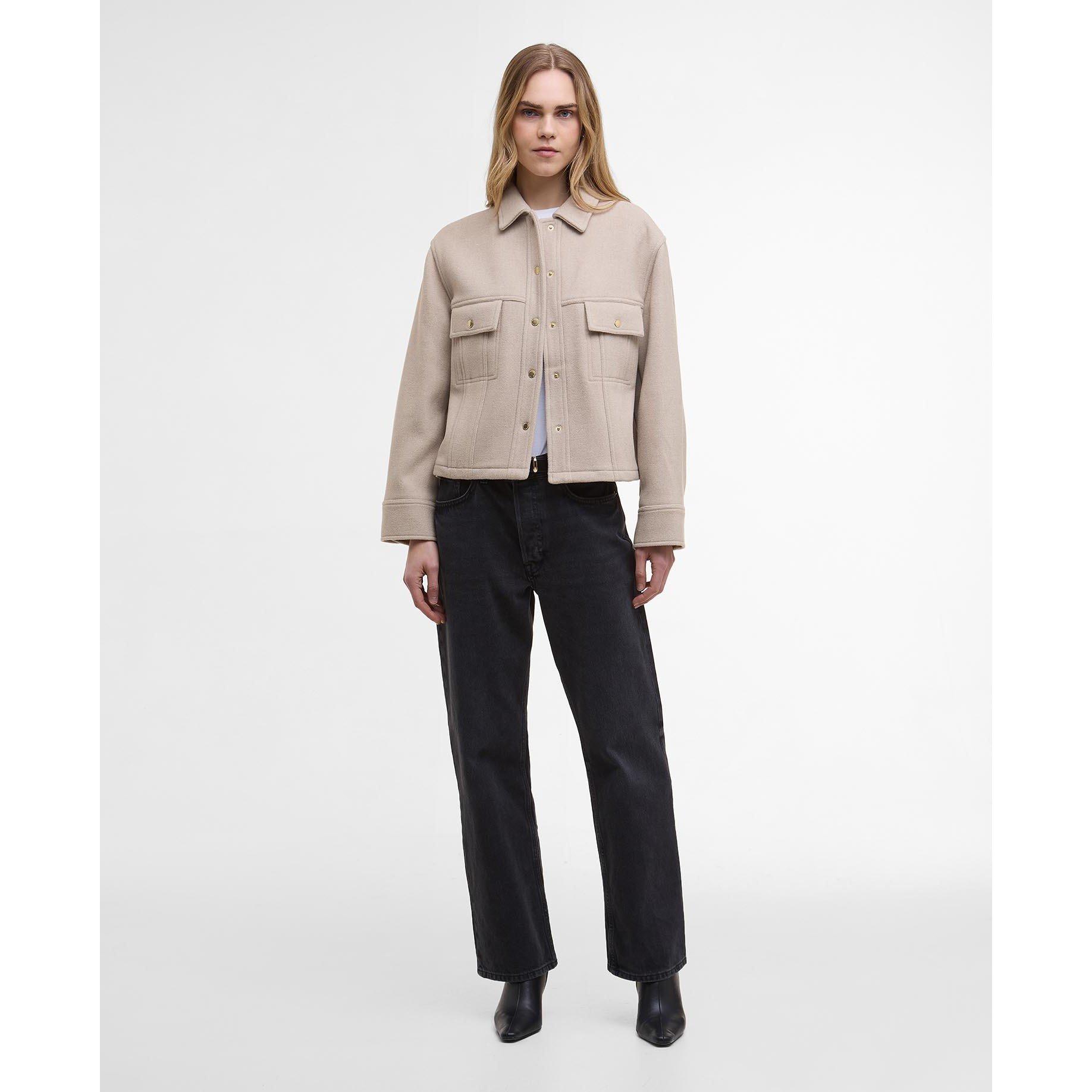 Oat - Barbour International - Women's Chloe Long Sleeve 2 Pocket Overshirt - 6