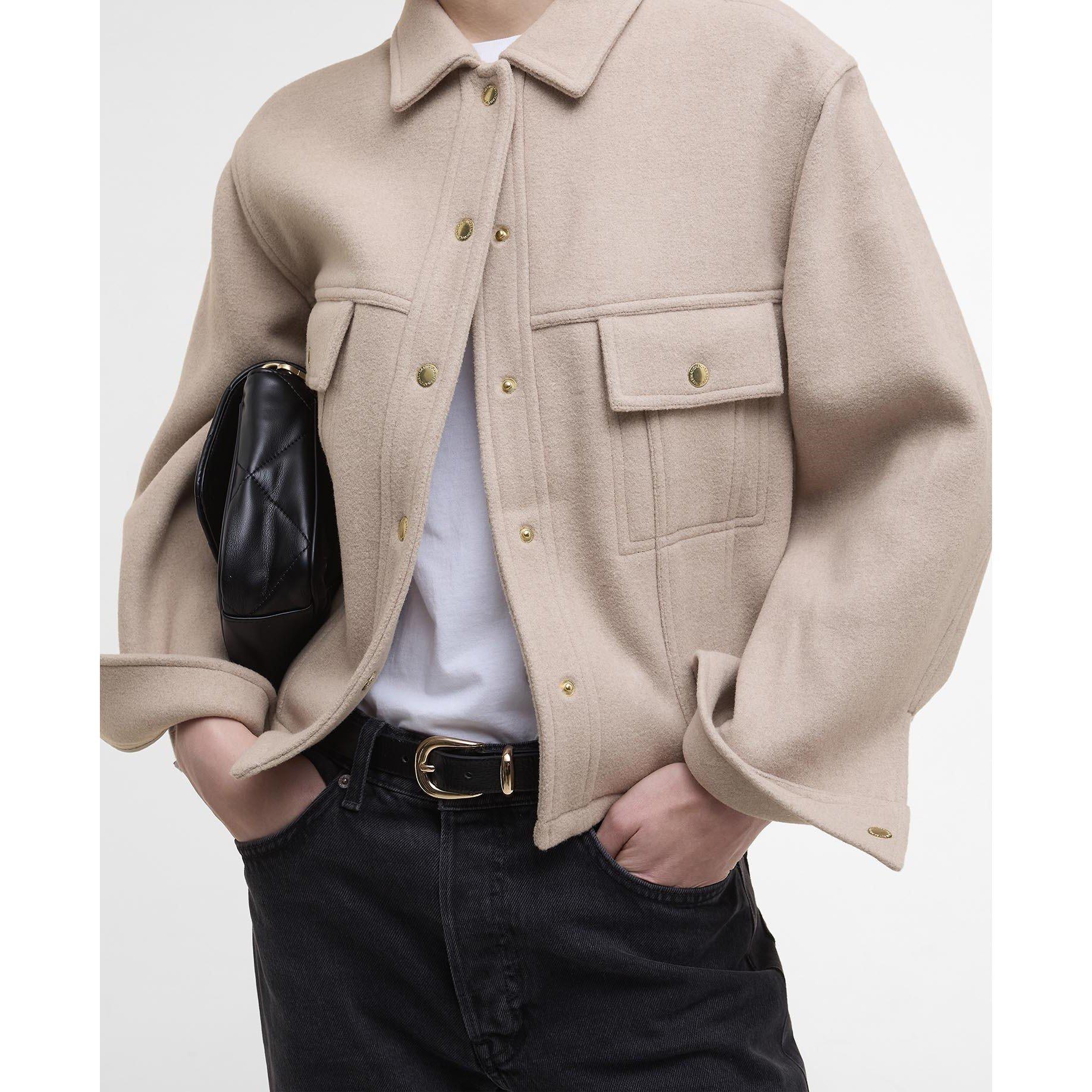 Oat - Barbour International - Women's Chloe Long Sleeve 2 Pocket Overshirt - 4