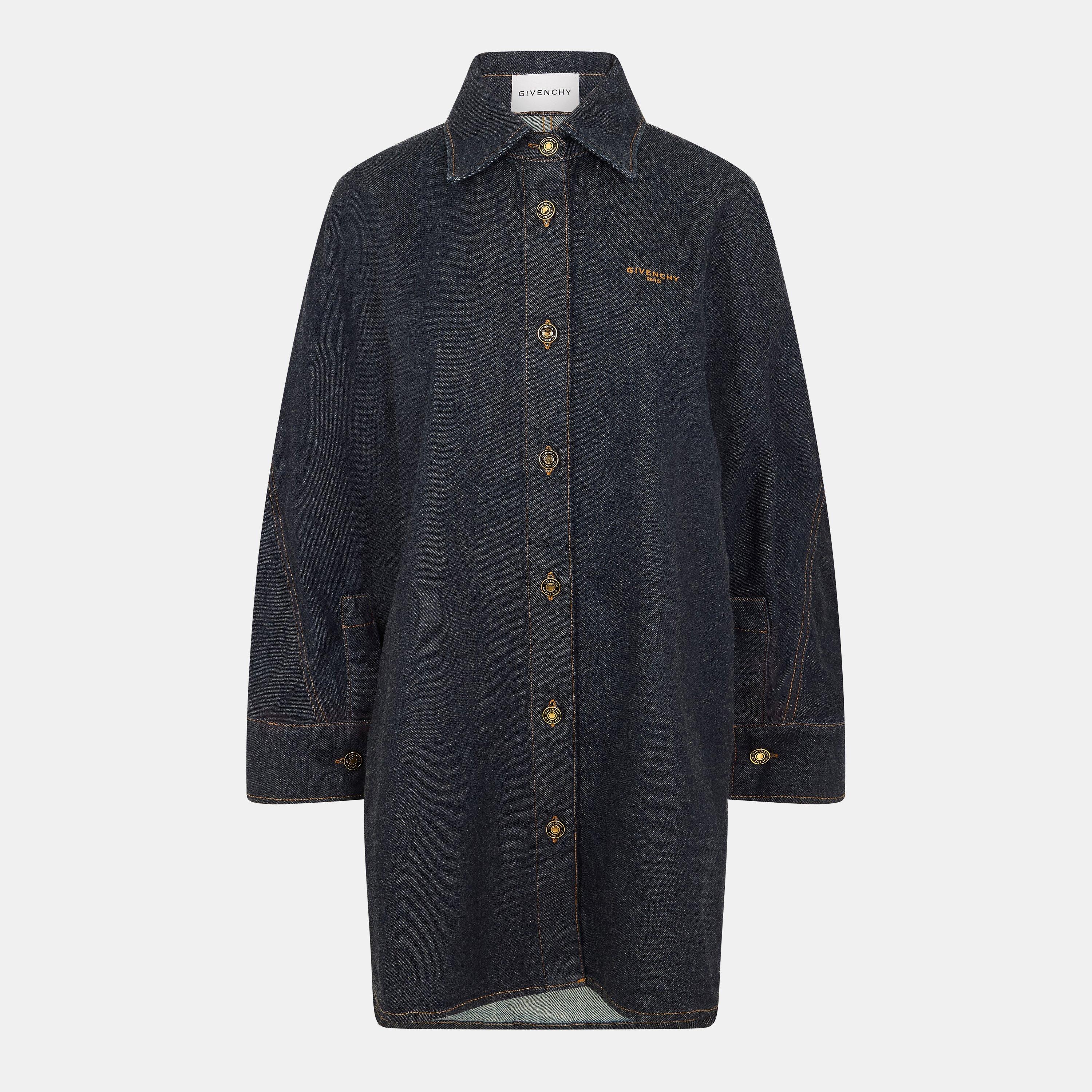 GIVENCHY Women's Givenchy Denim Cotton Long Sleeve Dark Blue Overshirt - Size 40 (UK 12)