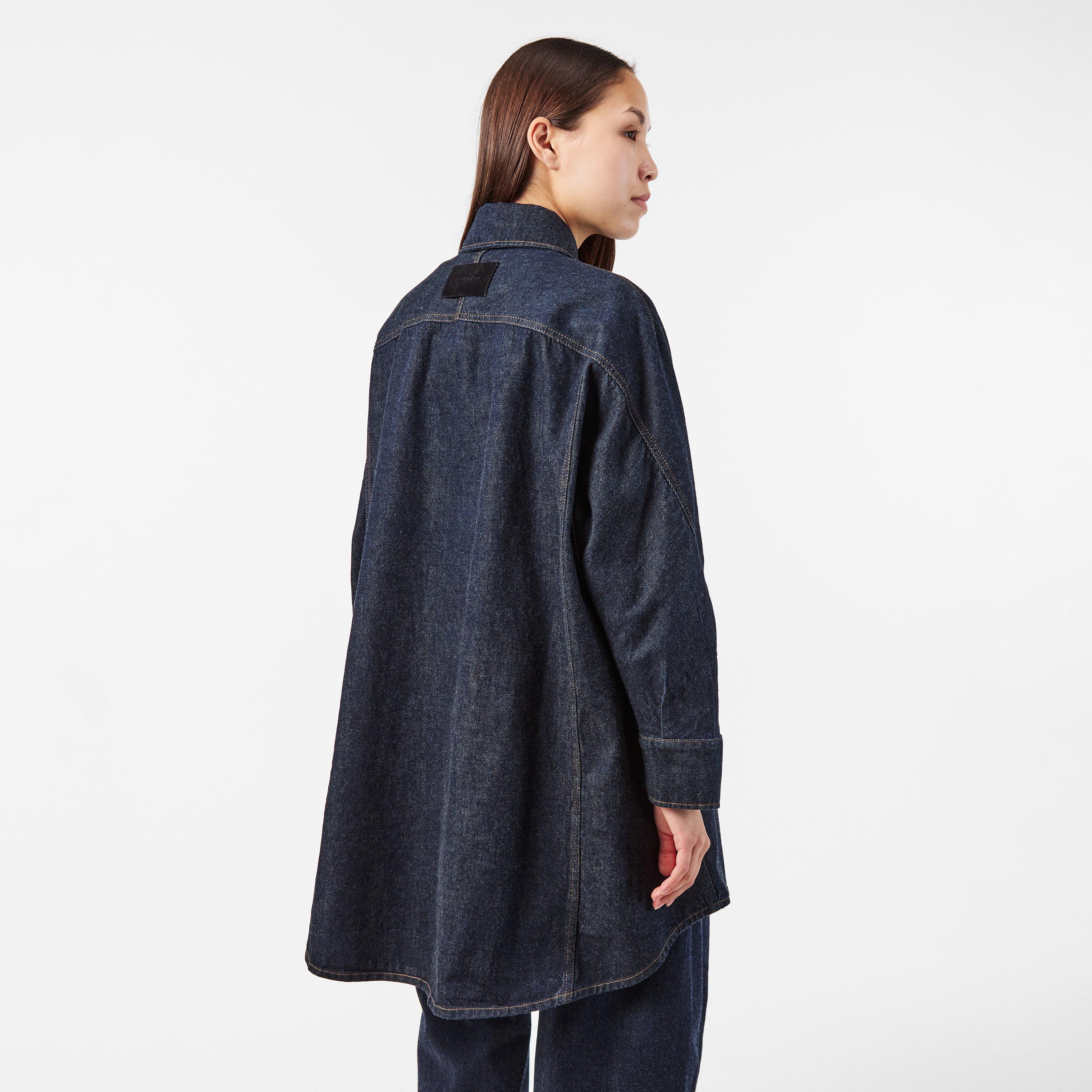 Dark Blue - GIVENCHY - Women's Givenchy Denim Cotton Long Sleeve Dark Blue Overshirt - 4