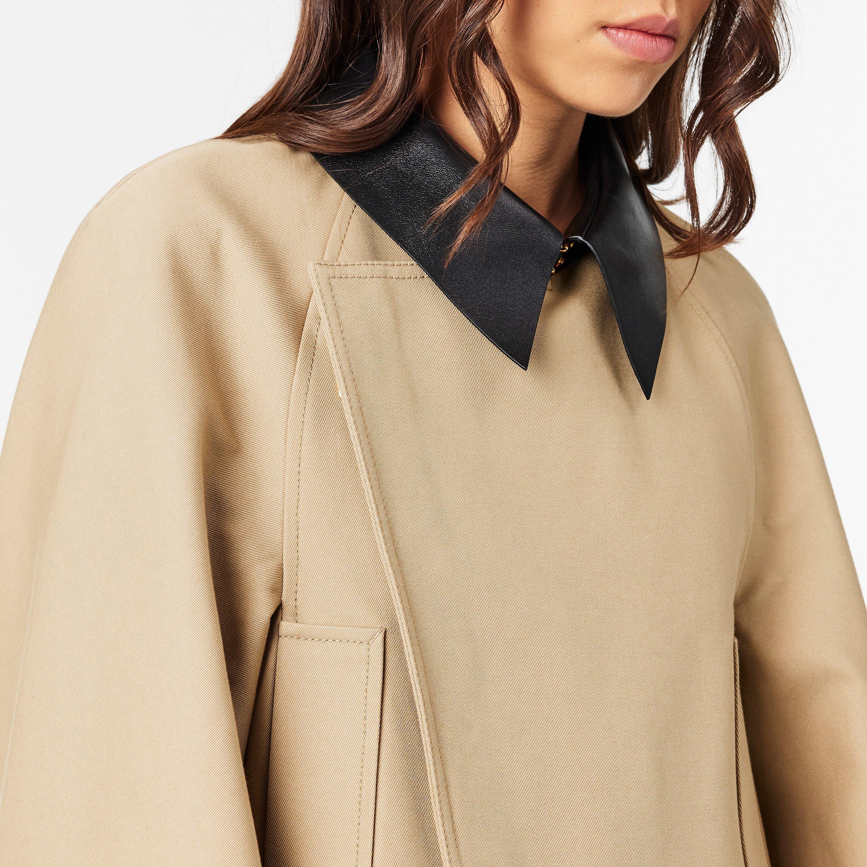 Beige - GIVENCHY - Women's Cropped Peacoat Cotton Long Sleeve Trench Coat - 5