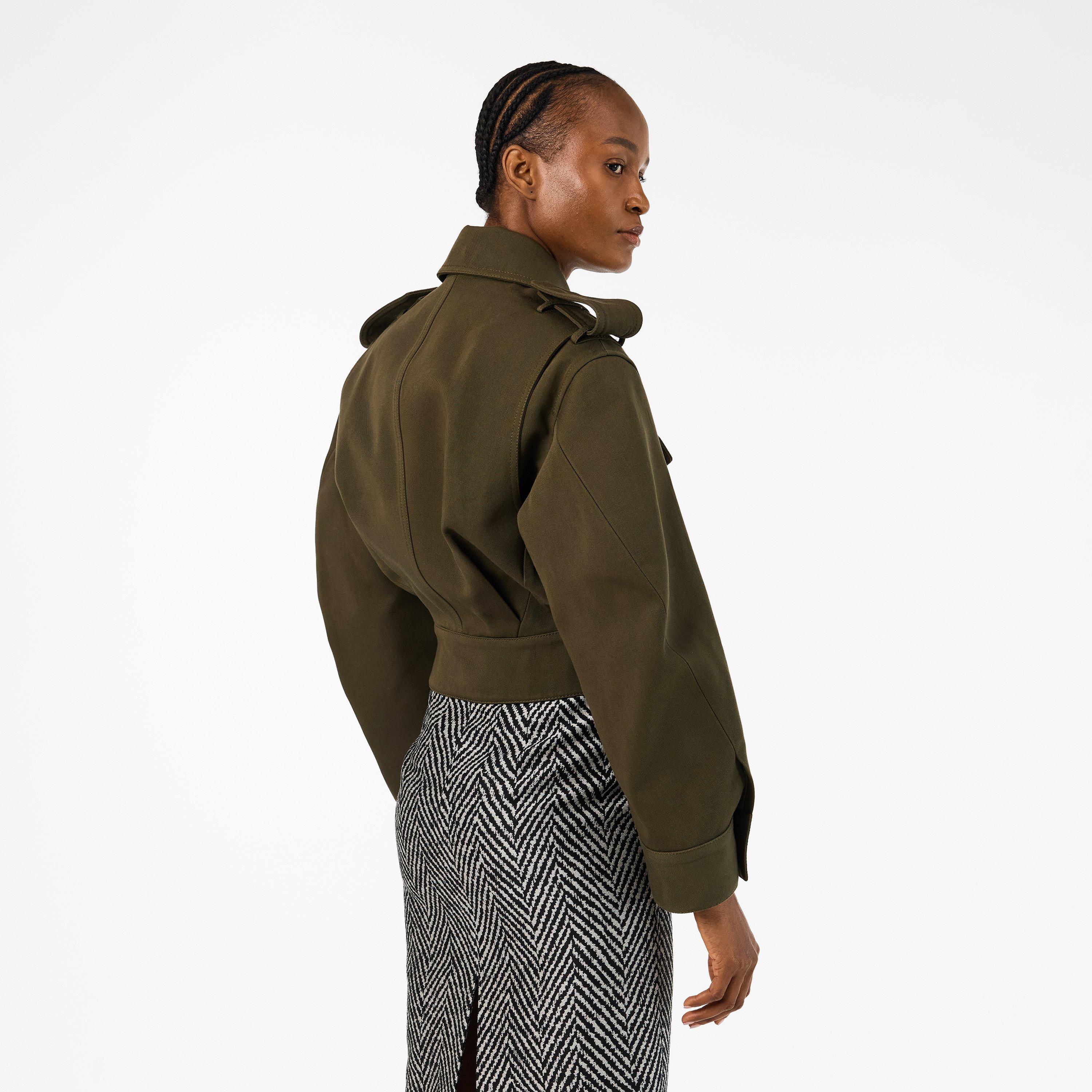 Khaki - GIVENCHY - Women's Cocoon Utility Cotton Cropped Long Sleeve Hybrid Jacket - 4