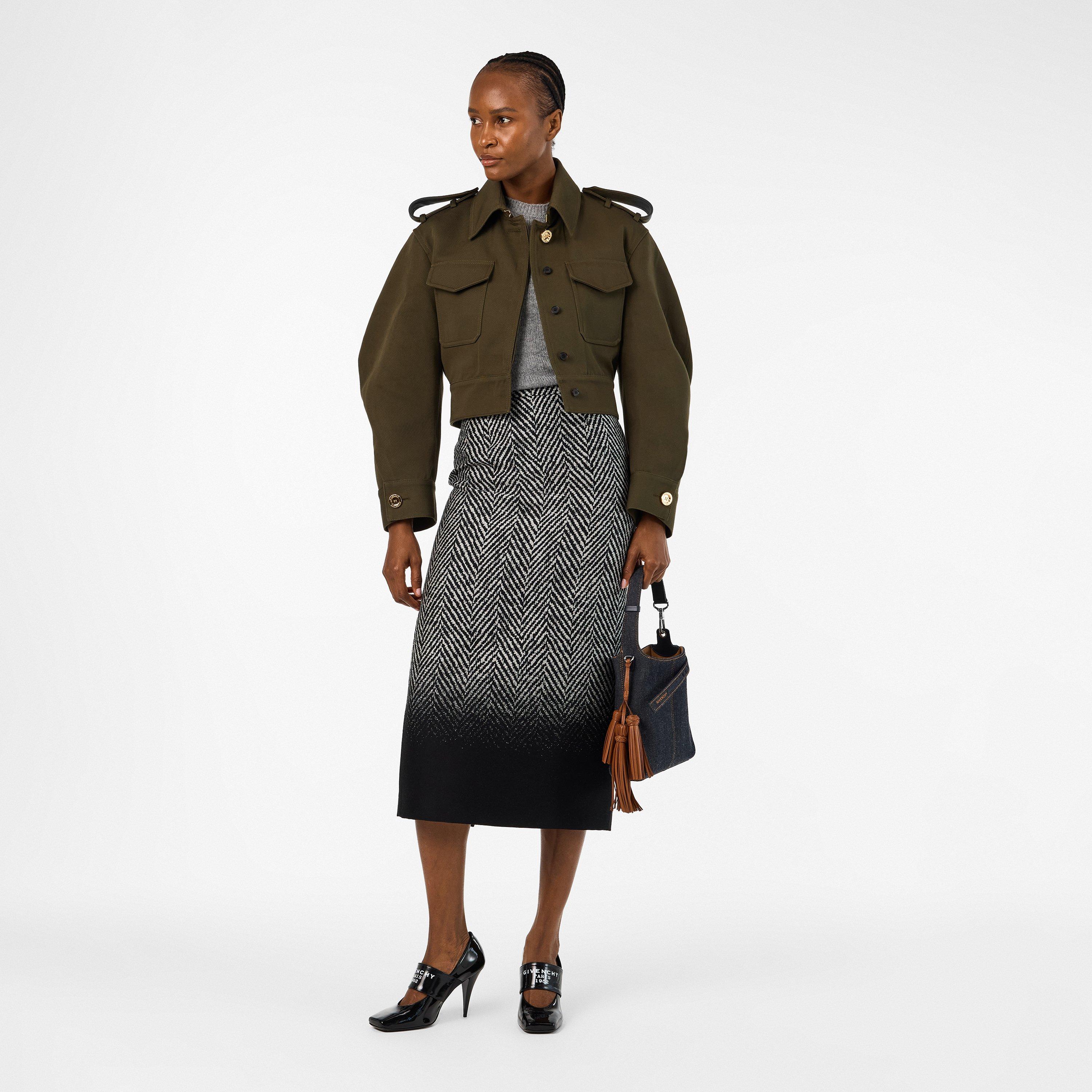 Khaki - GIVENCHY - Women's Cocoon Utility Cotton Cropped Long Sleeve Hybrid Jacket - 6