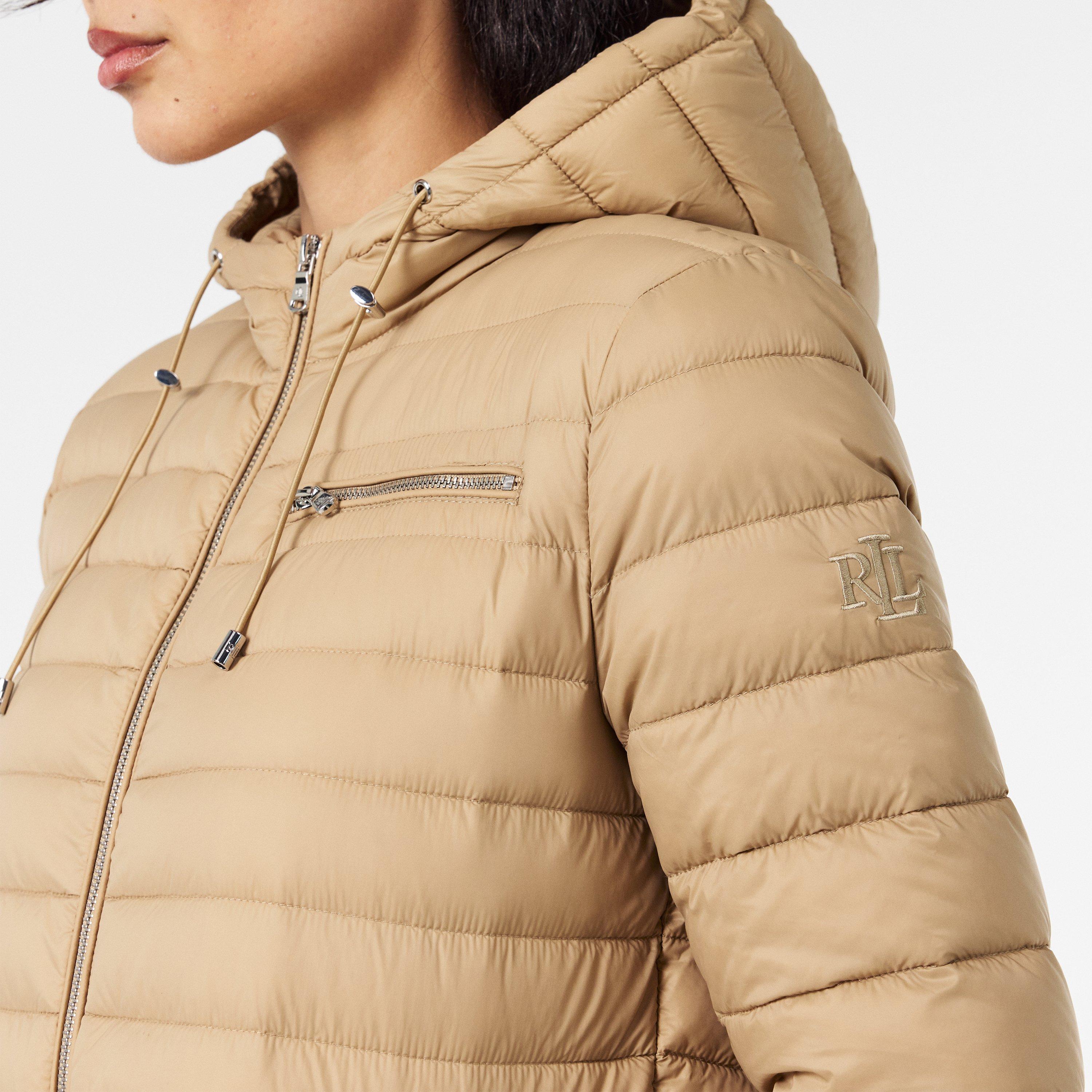 Birch Tan - Lauren by Ralph Lauren - Women's Real Leather Quilted Short Puffer Jacket - 5