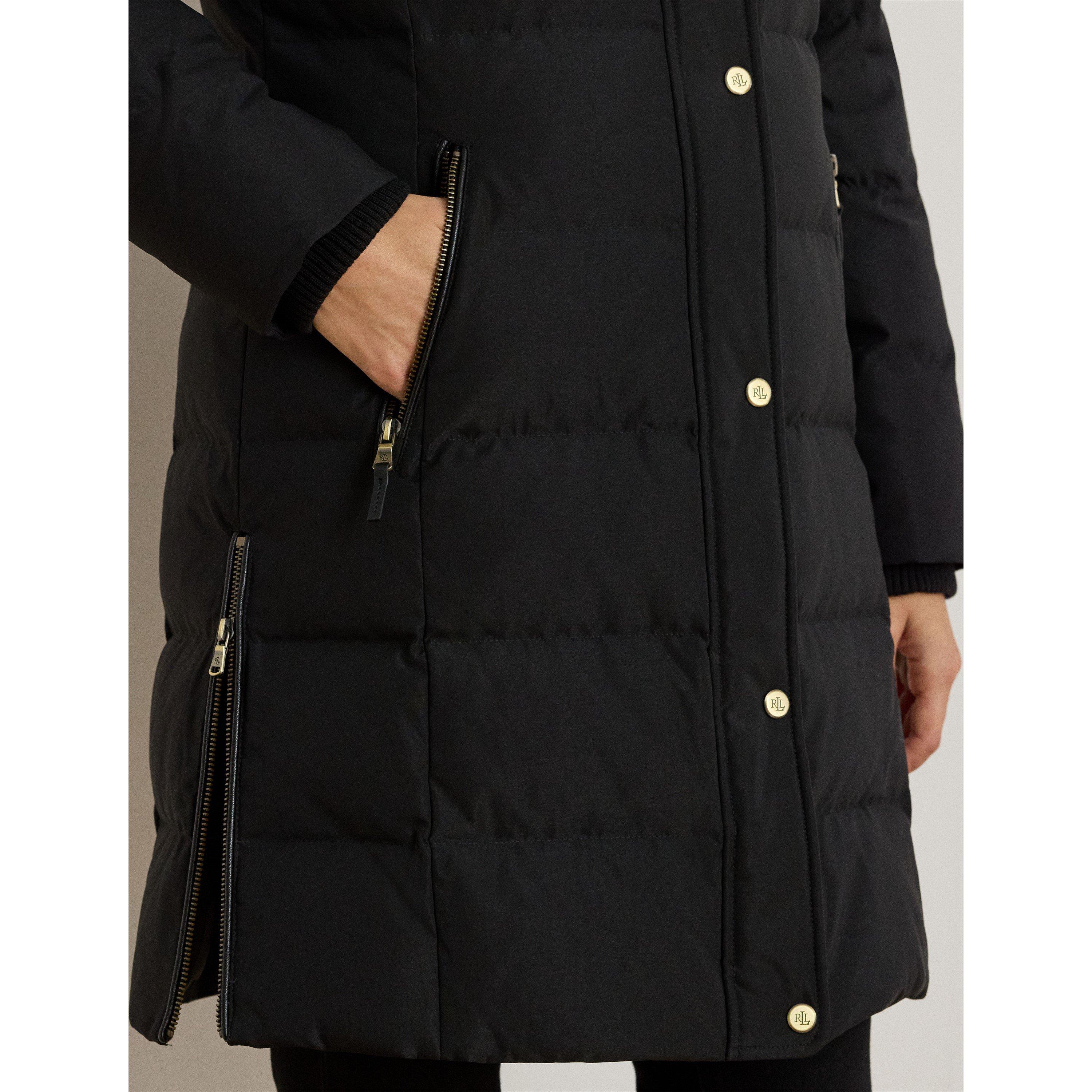 Black - Lauren by Ralph Lauren - Women's Fur Hood Medium Puffer Jacket - 6