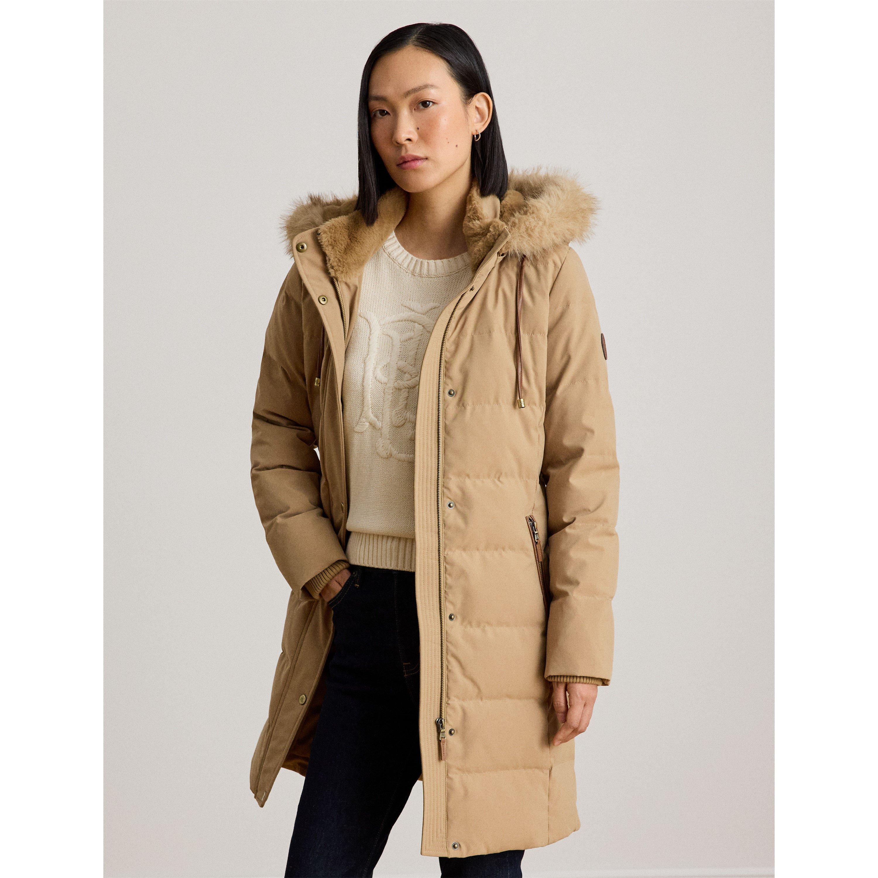 CLASSIC CAMEL - Lauren by Ralph Lauren - Women's Fur Hood Medium Puffer Jacket - 2