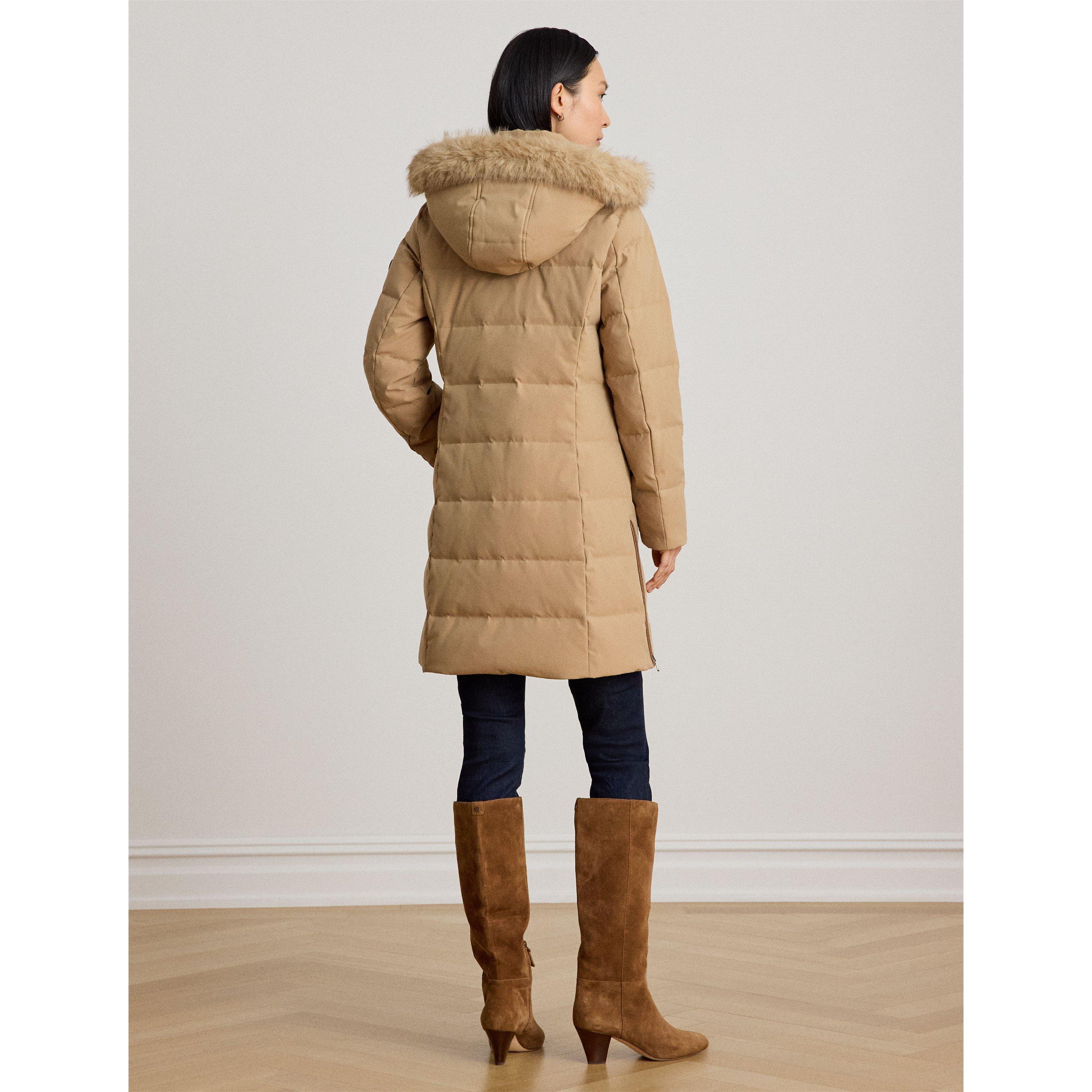 CLASSIC CAMEL - Lauren by Ralph Lauren - Women's Fur Hood Medium Puffer Jacket - 3