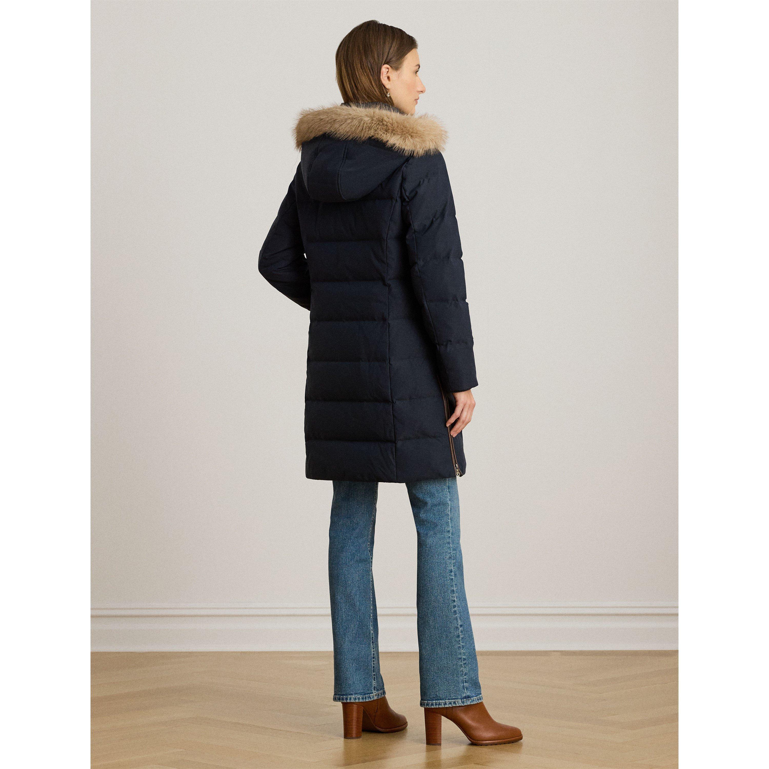 DK NAVY - Lauren by Ralph Lauren - Womens Faux Fur Hood Medium Puffer Jacket - 3