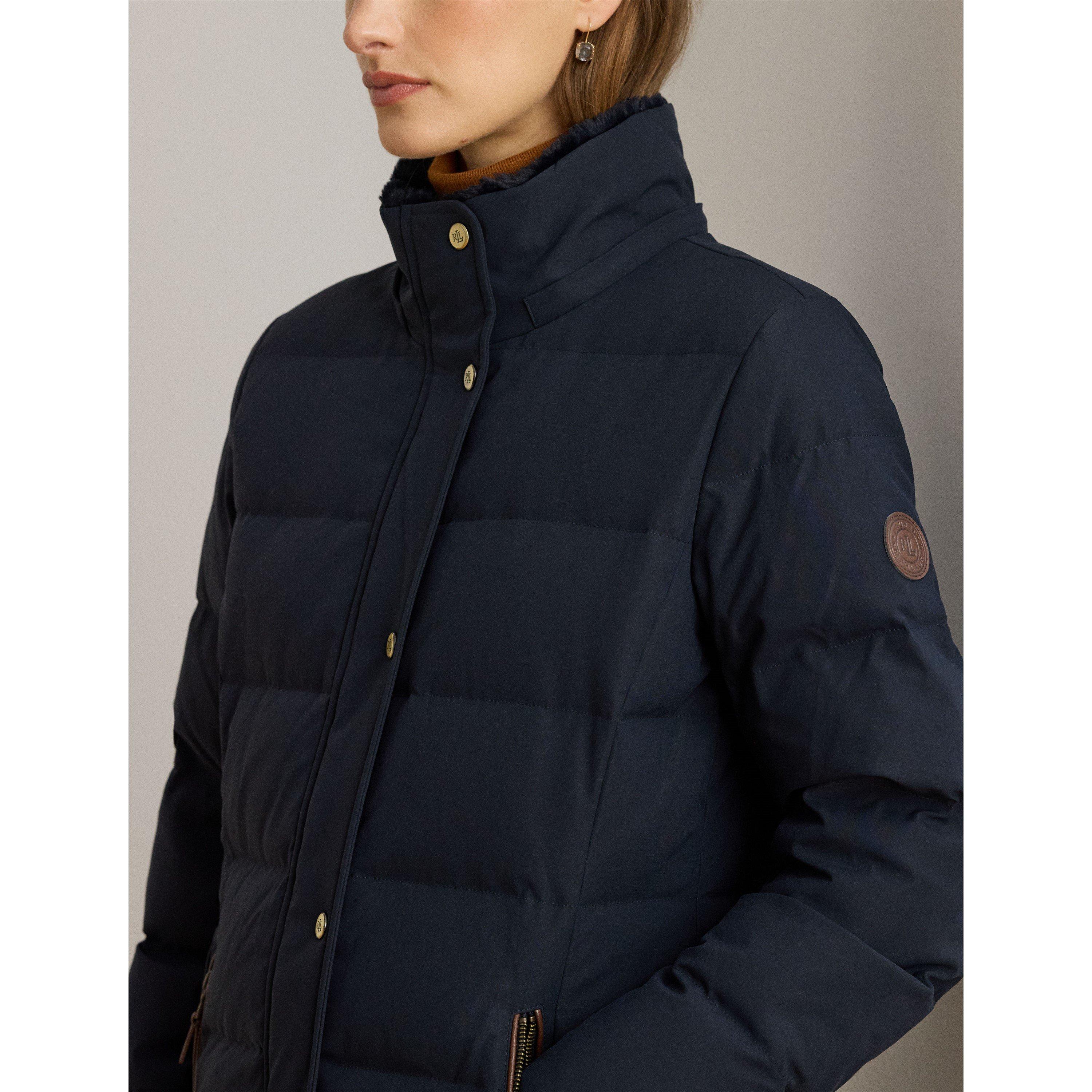 DK NAVY - Lauren by Ralph Lauren - Womens Faux Fur Hood Medium Puffer Jacket - 4