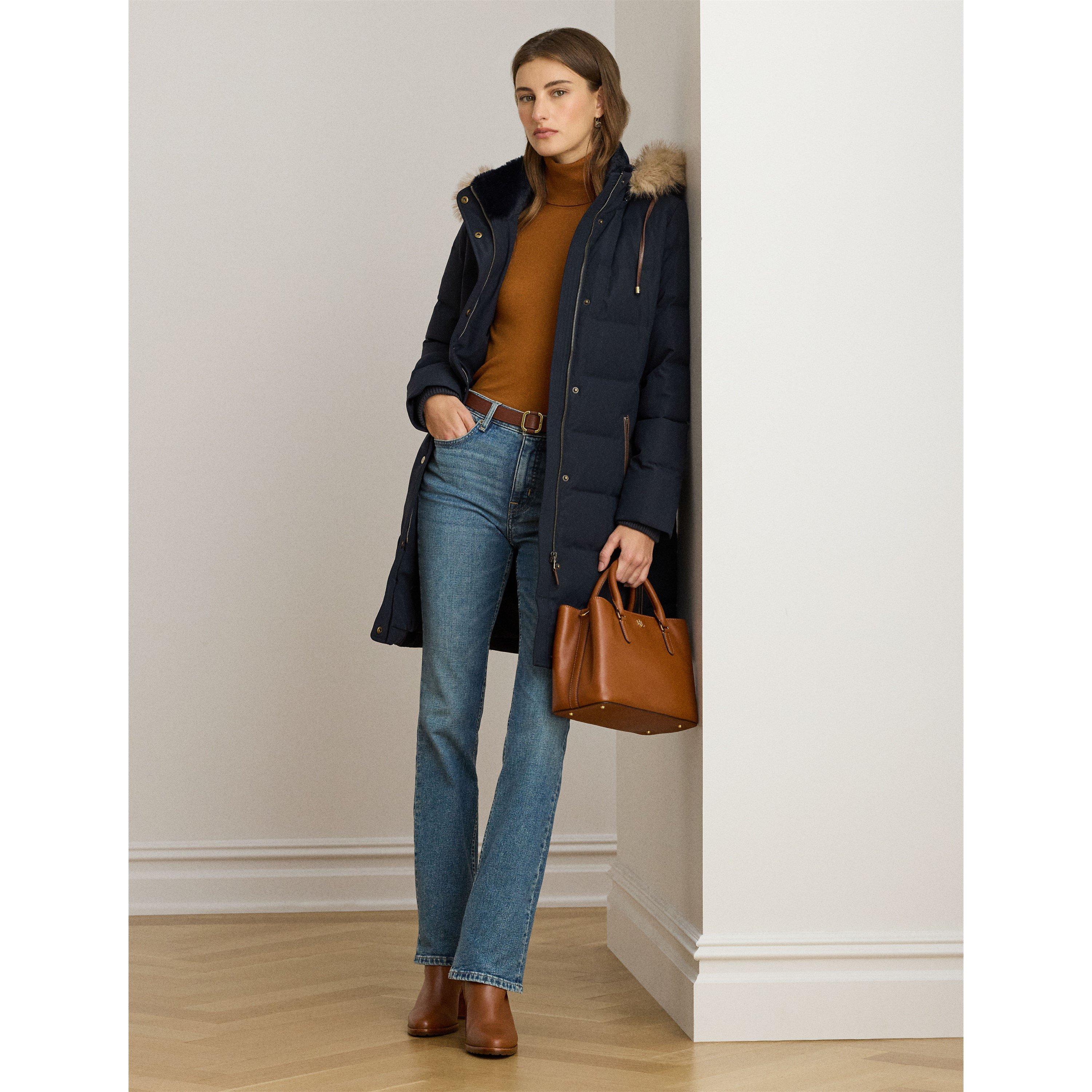 DK NAVY - Lauren by Ralph Lauren - Womens Faux Fur Hood Medium Puffer Jacket - 5