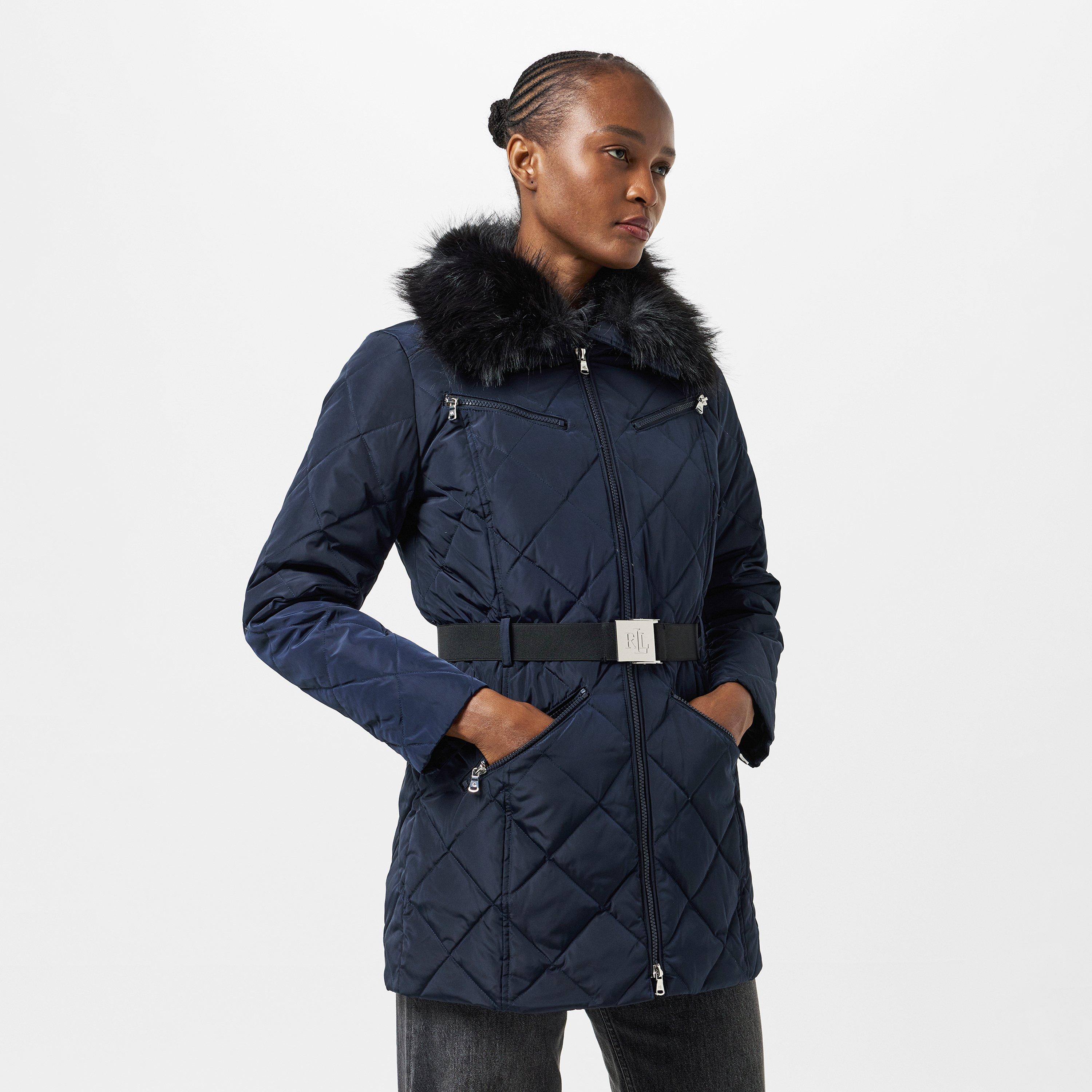 Dk Navy - Lauren by Ralph Lauren - Women's Real Leather Medium Puffer Jacket - 3
