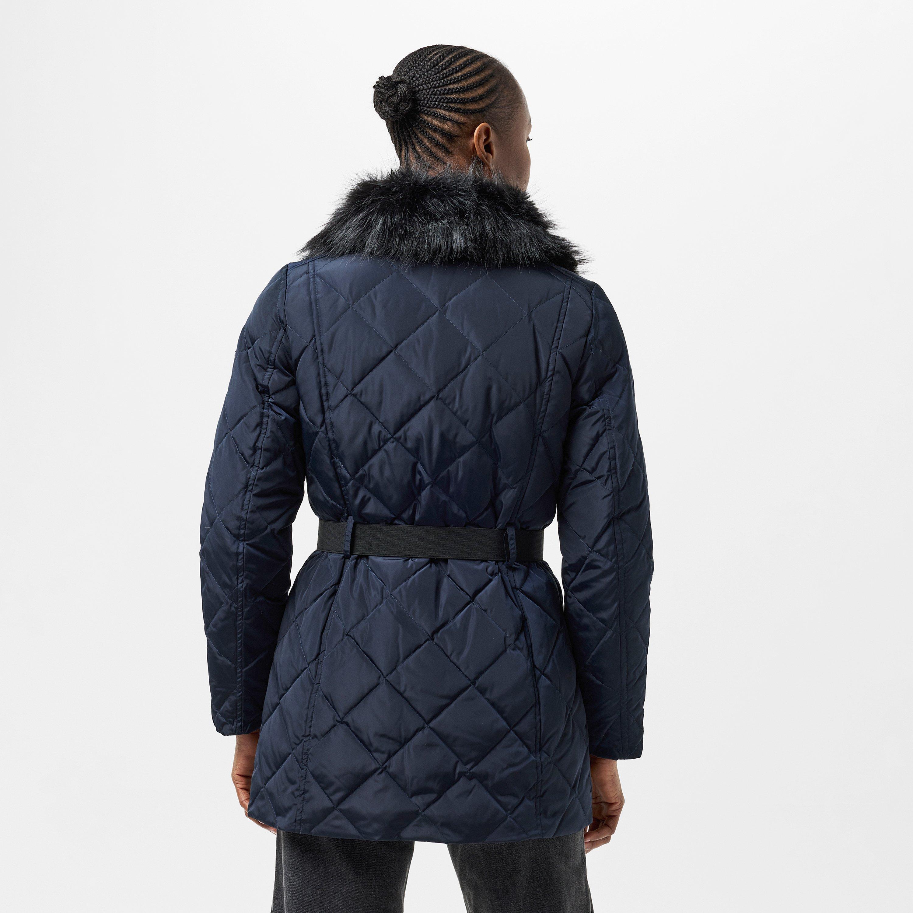 Dk Navy - Lauren by Ralph Lauren - Women's Real Leather Medium Puffer Jacket - 4