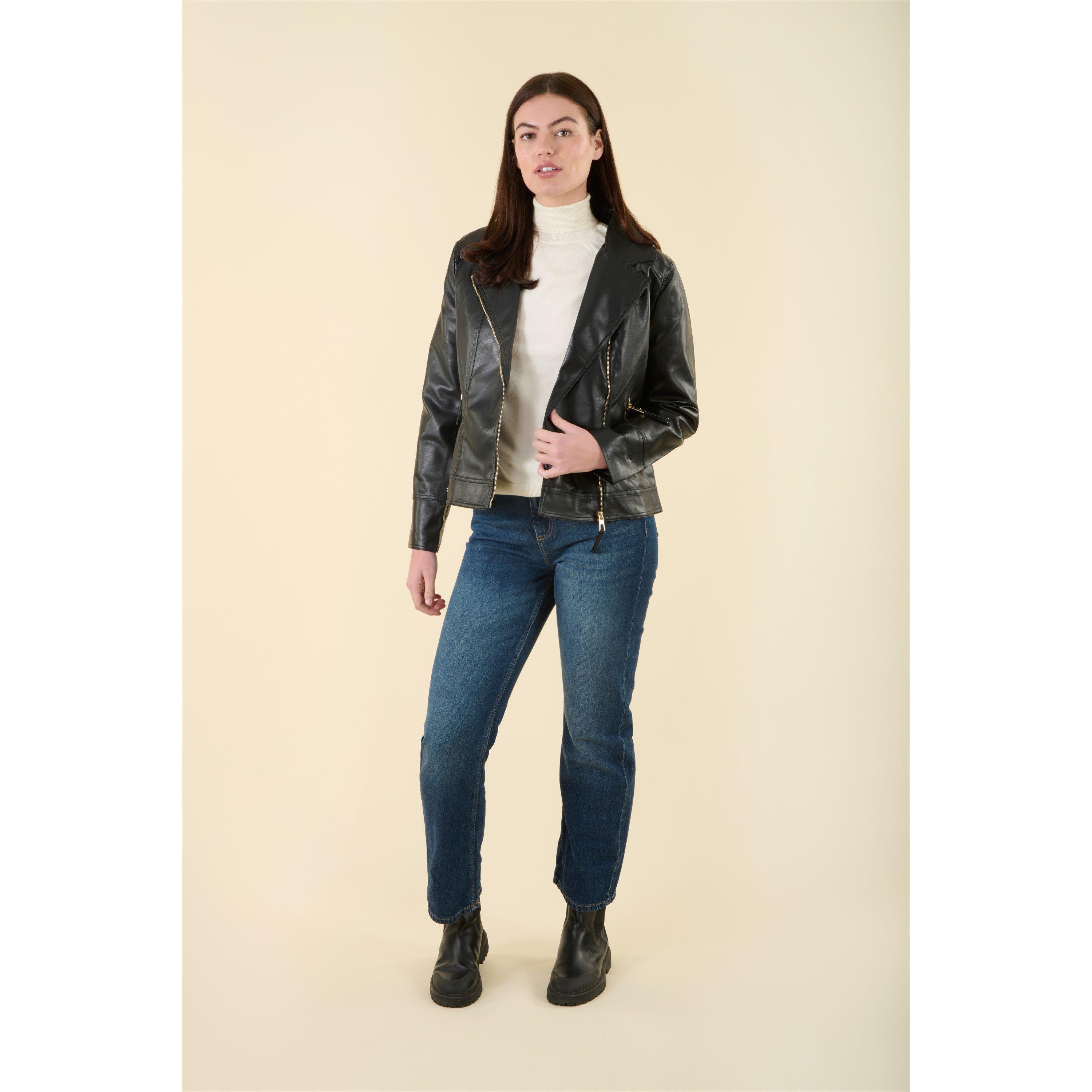 Preto - Harvey and Jones - Women's Roxanne Tailored Fit Faux Leather Jacket - 1