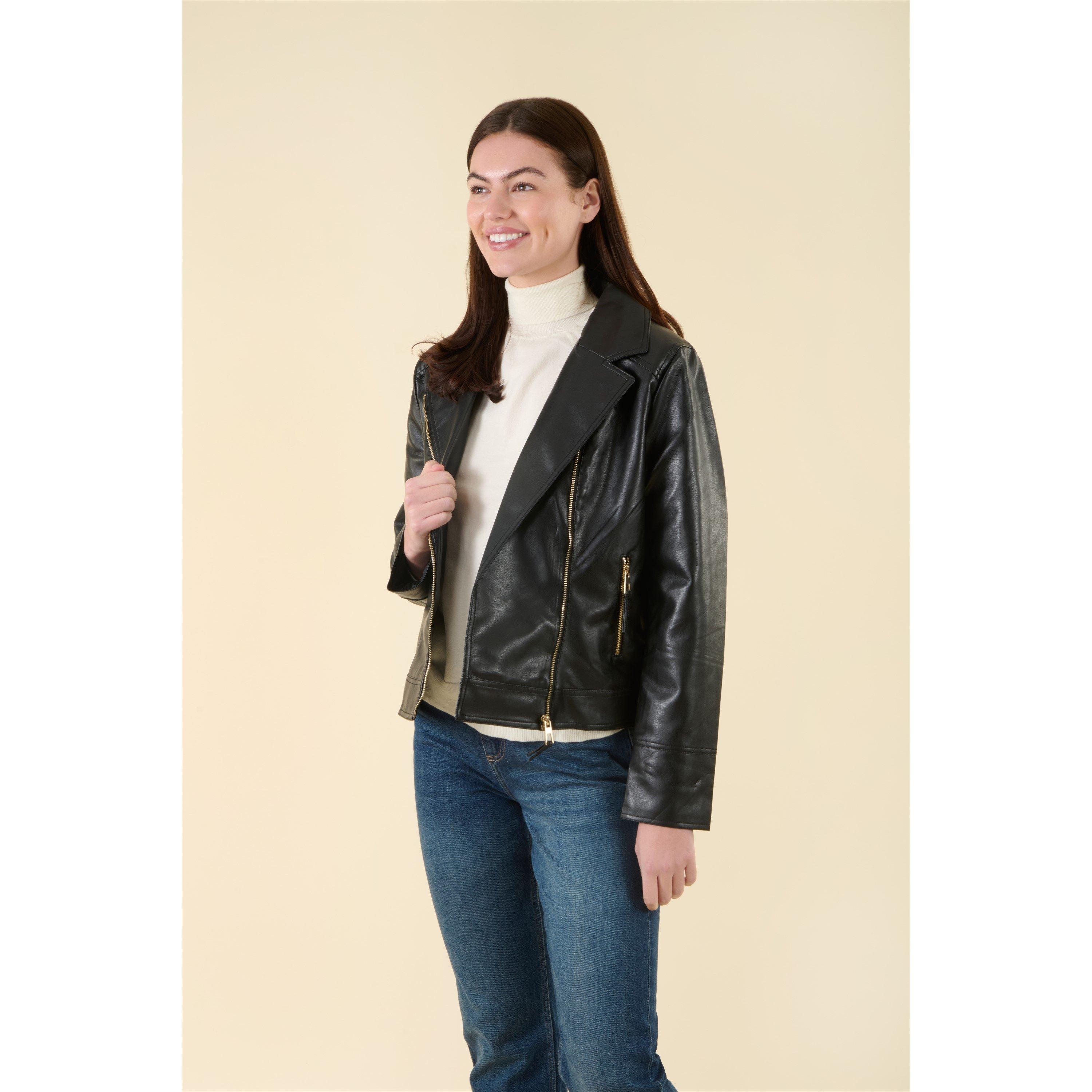 Zwart - Harvey and Jones - Roxanne Faux Leather Jacket - 2