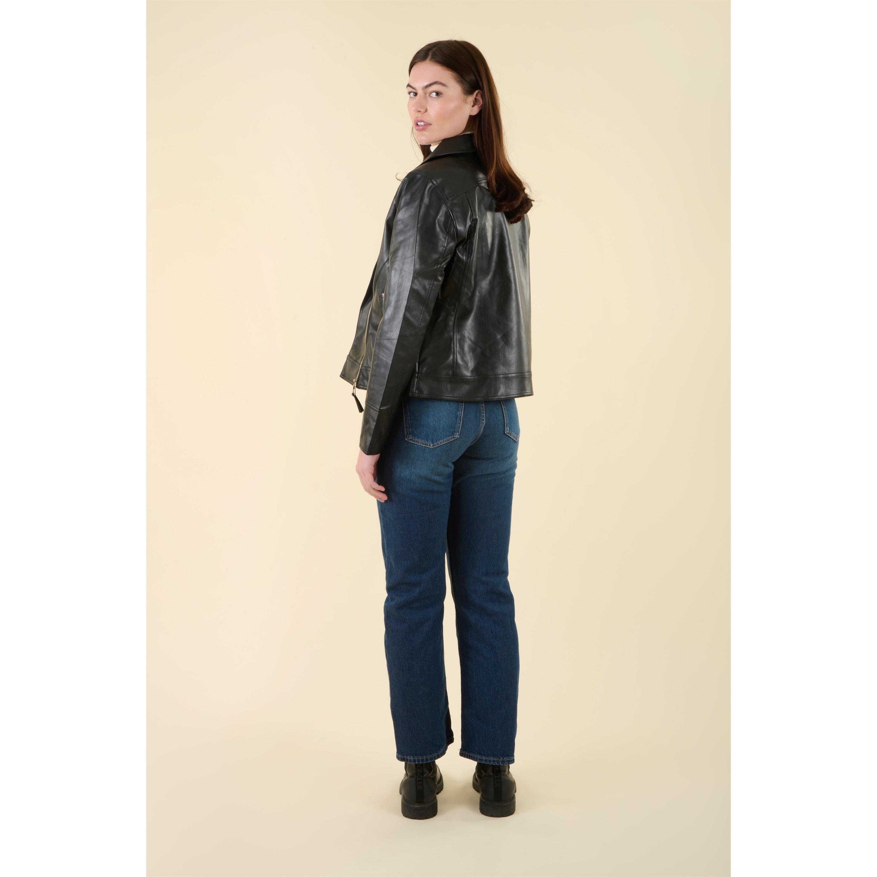 Zwart - Harvey and Jones - Roxanne Faux Leather Jacket - 3