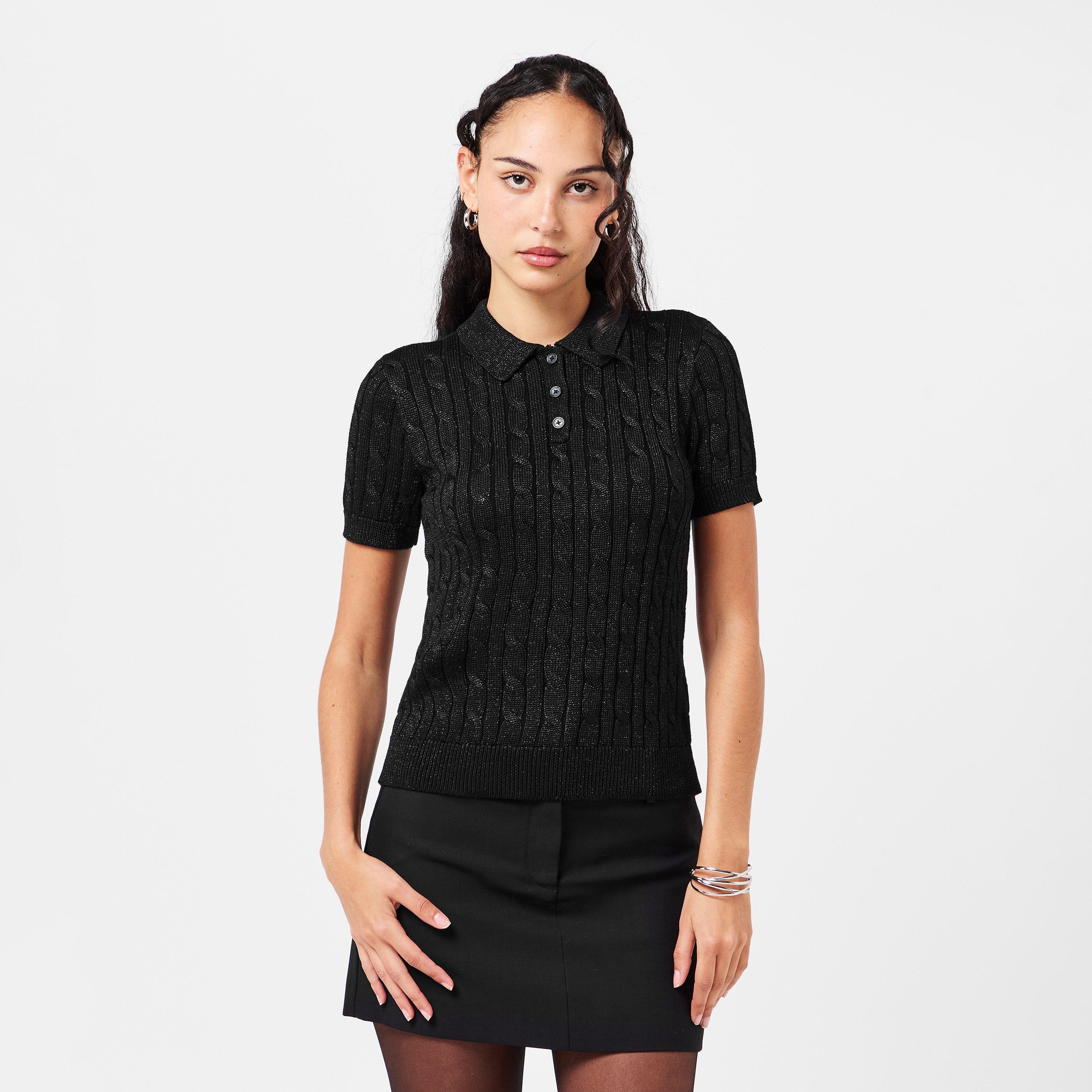 Black Metallic - Lauren by Ralph Lauren - Women's Knitted T-Shirt - 3