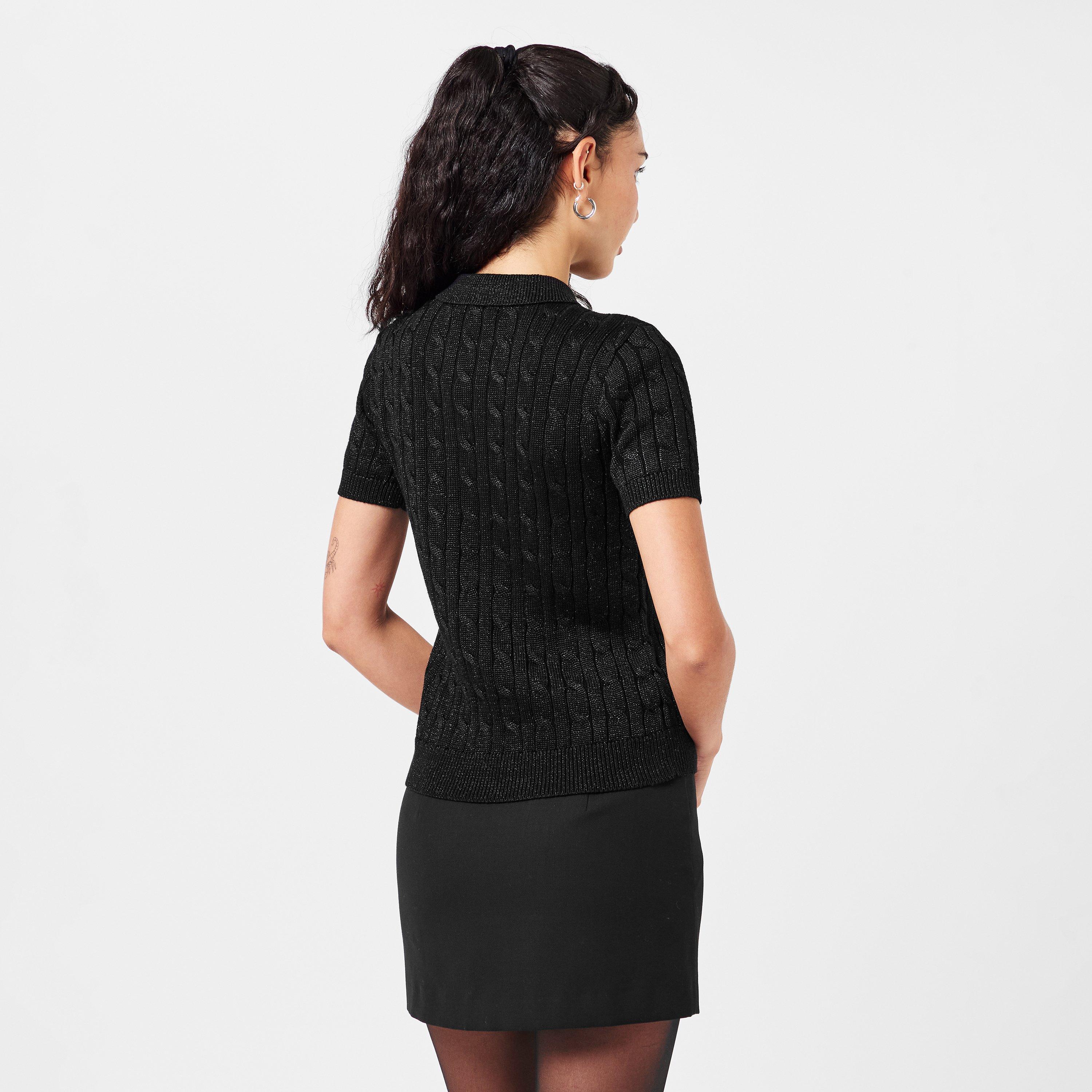 Black Metallic - Lauren by Ralph Lauren - Women's Knitted T-Shirt - 4