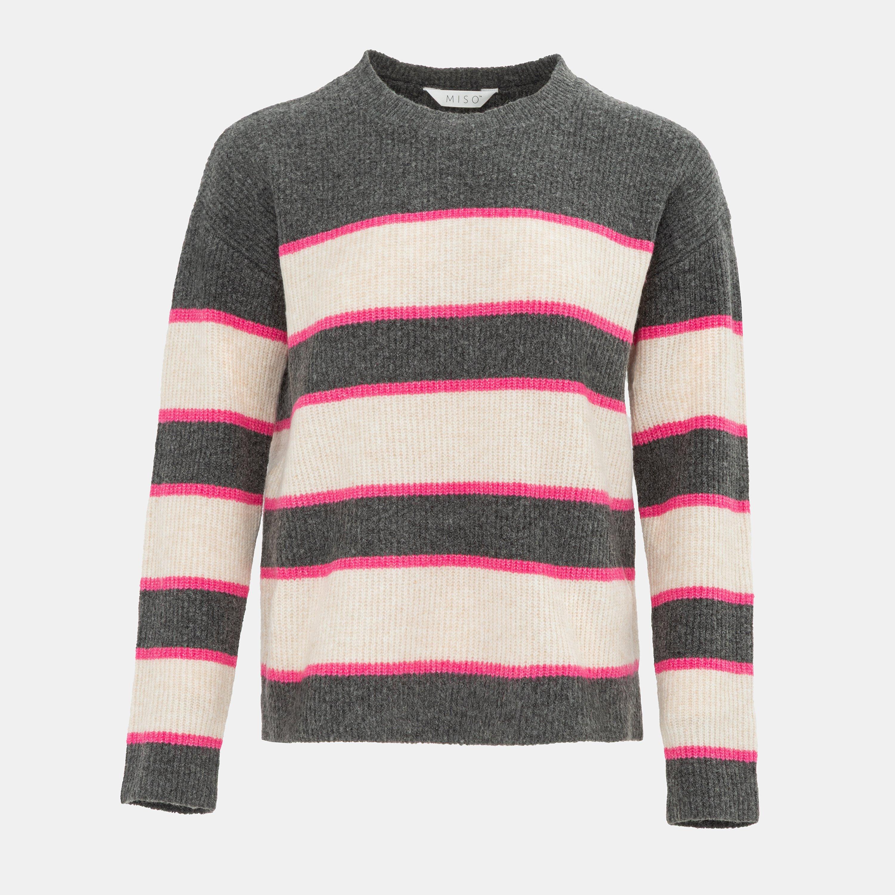 Miso Women's Stripe Jumper - Grey - 12 (M)