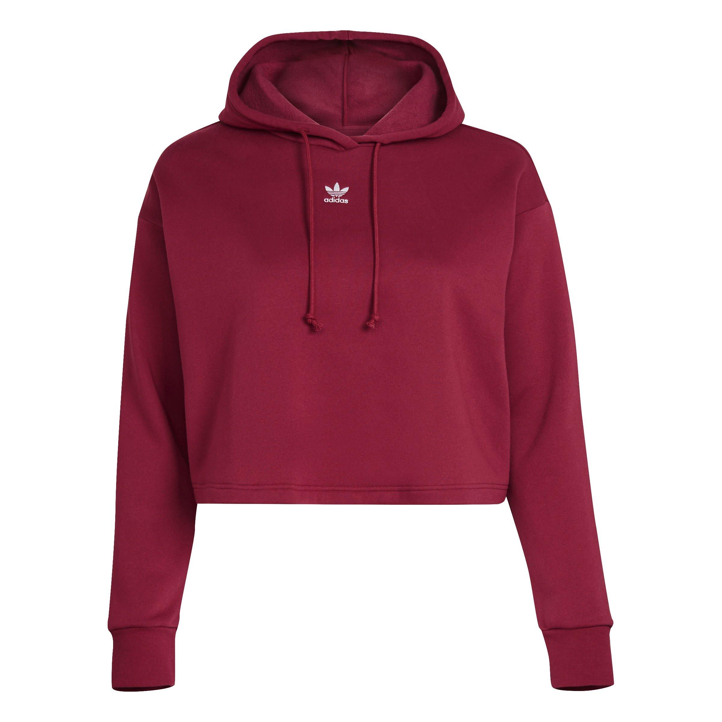 Adidas Originals Women's Adicolor Essentials Crop Fleece Hoodie (Plus Size) - Burgundy - 2X