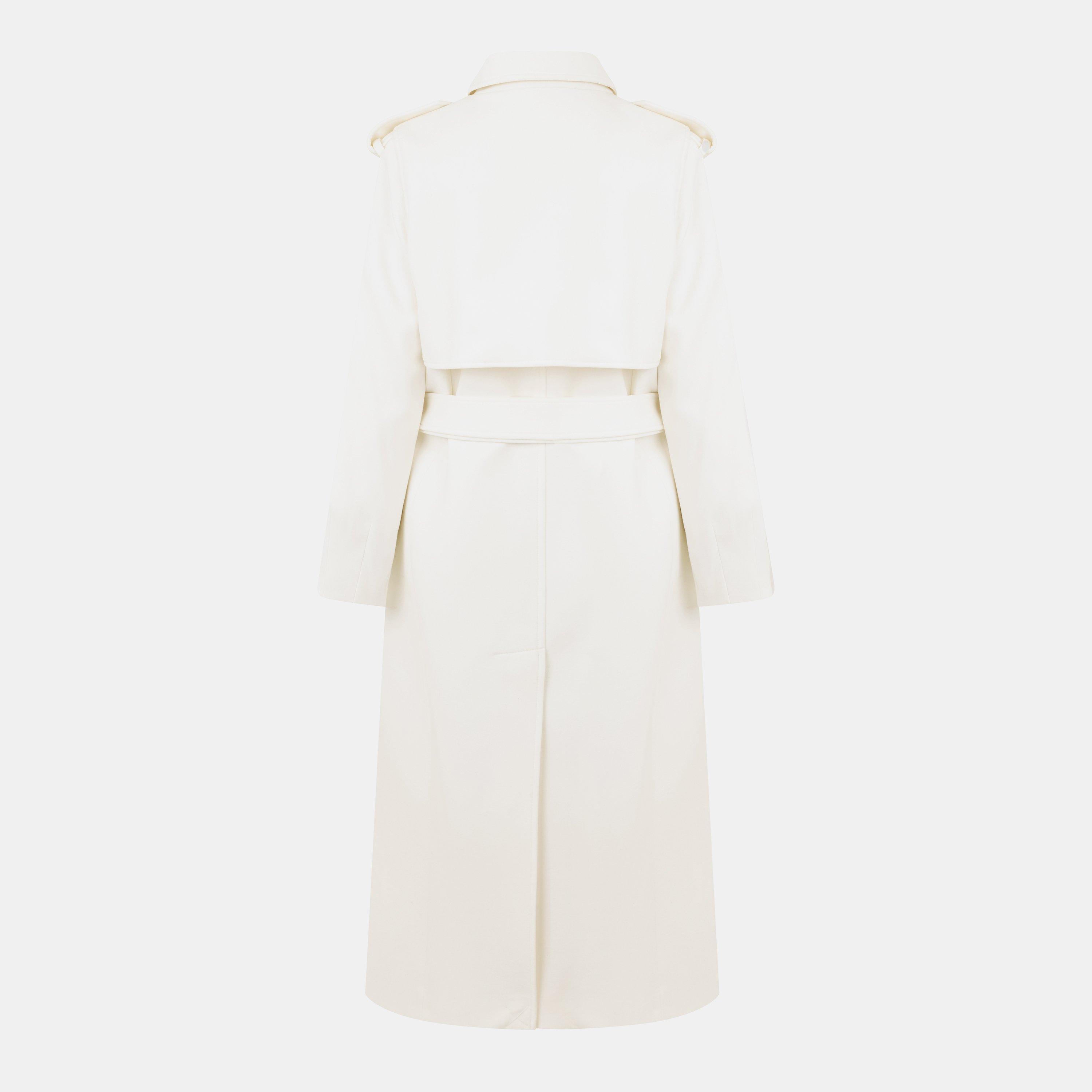 Cream - Donna Karan - Women's Trench Weather Resistant Tailored Fit Overcoat - 2