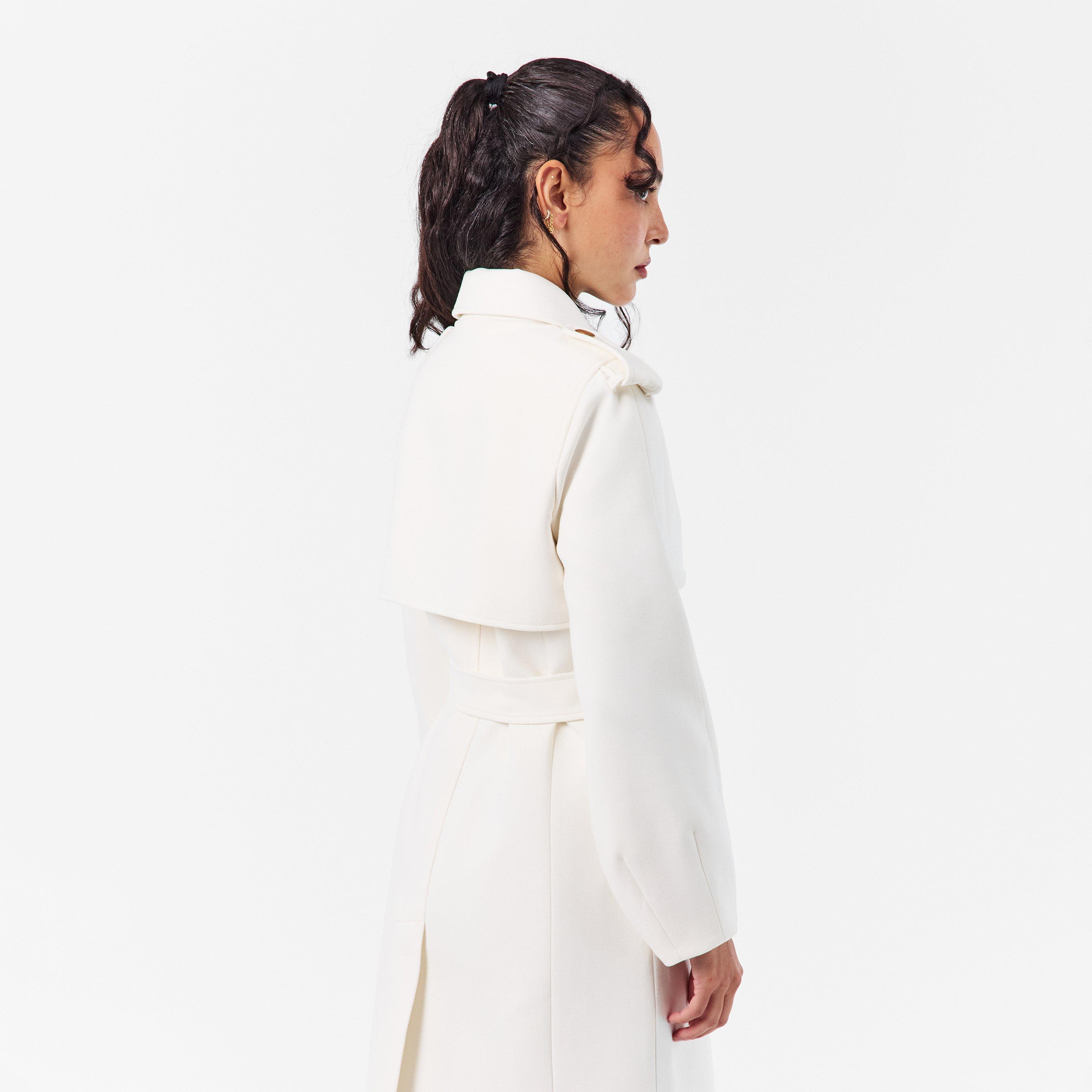 Cream - Donna Karan - Women's Trench Weather Resistant Tailored Fit Overcoat - 4