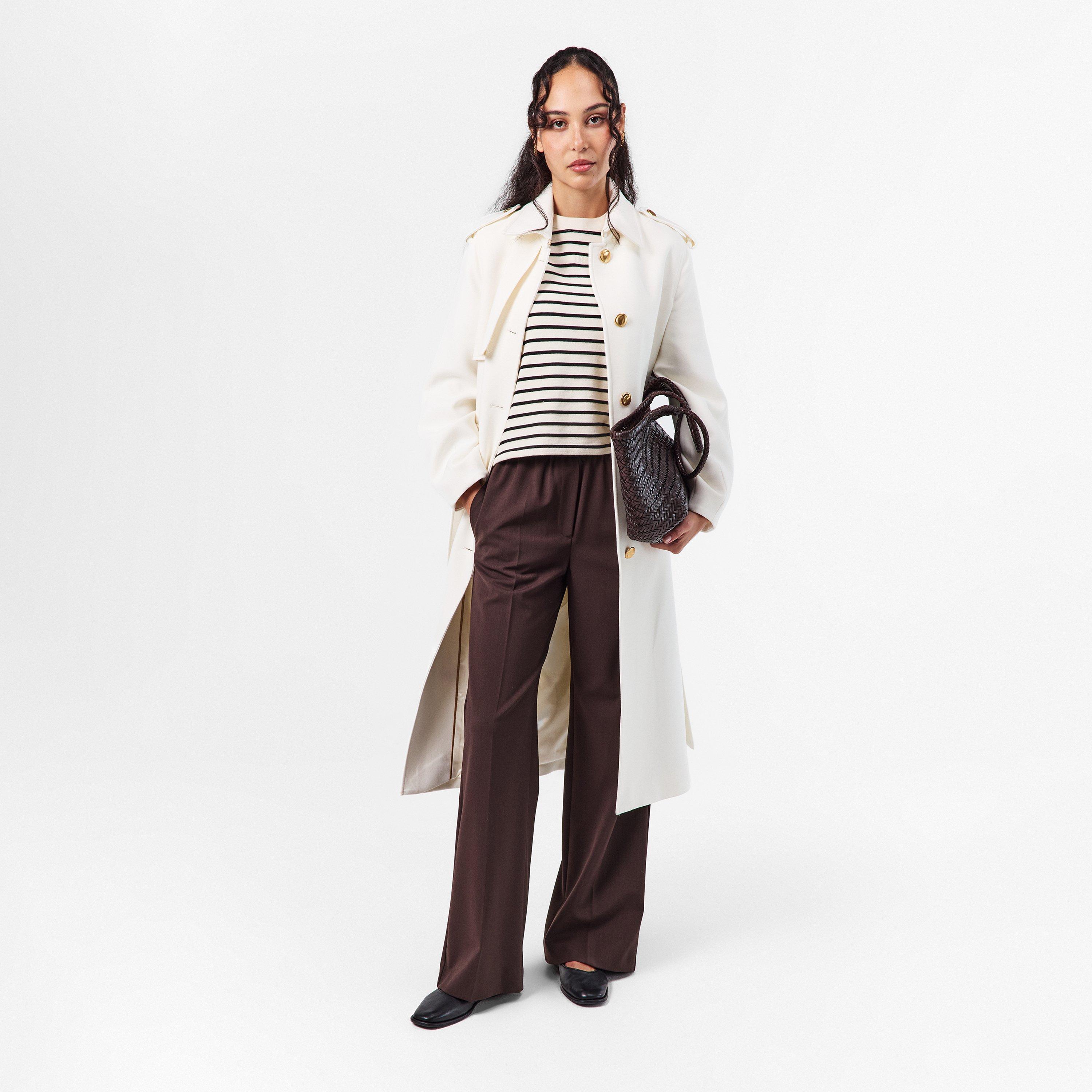 Cream - Donna Karan - Women's Trench Weather Resistant Tailored Fit Overcoat - 6