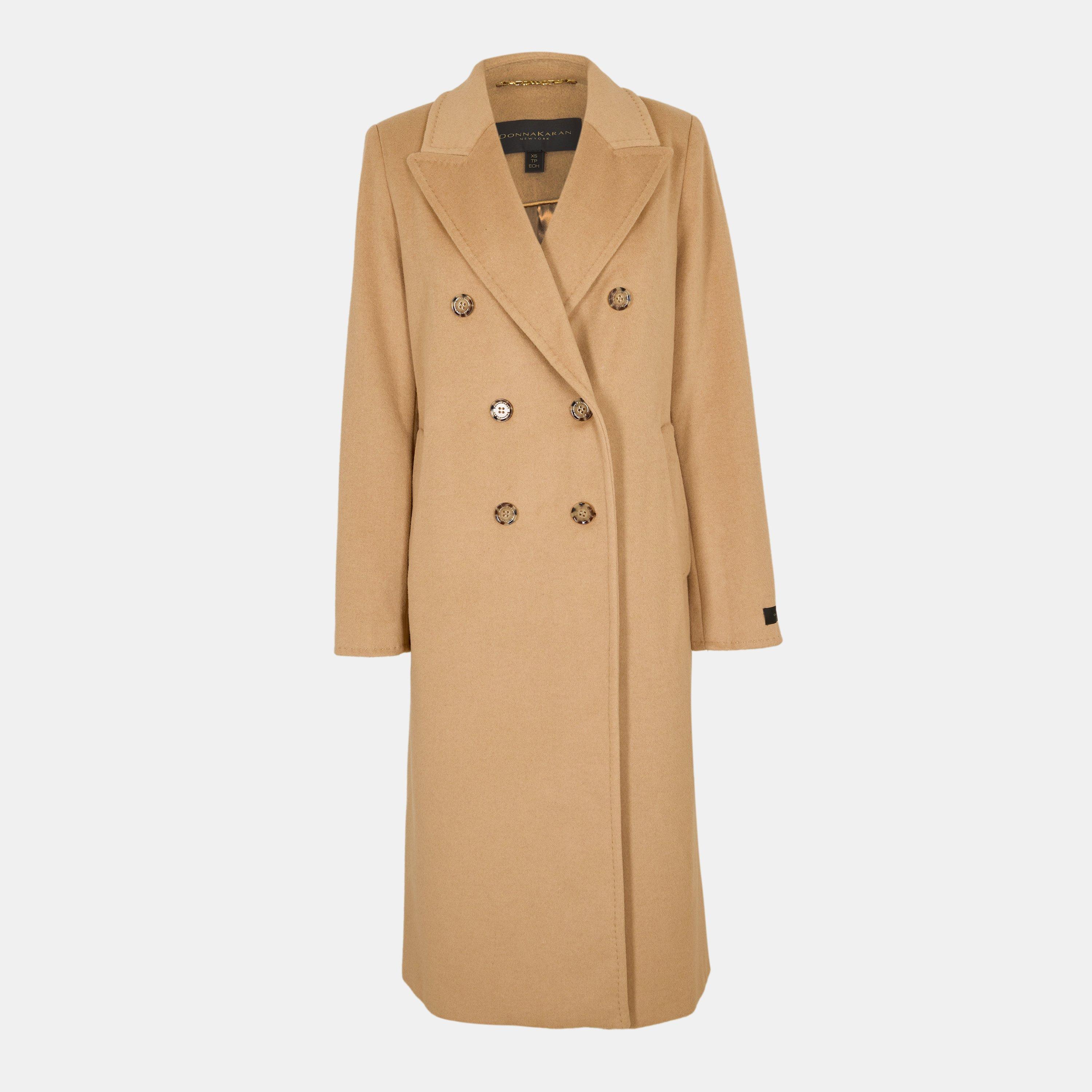 Donna Karan Women's Dkaran Double Breasted Overcoat - Camel - 8 (XS)
