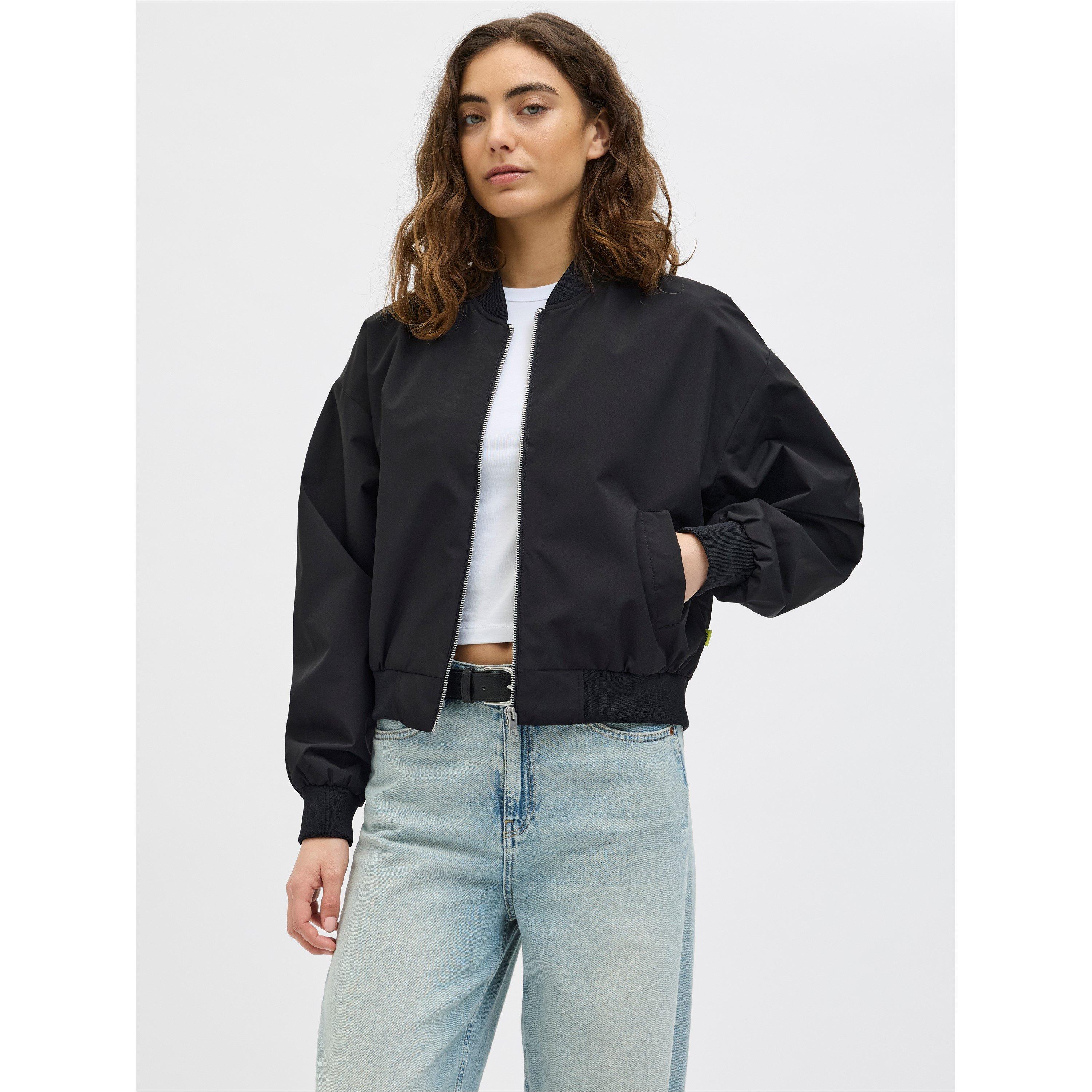 Jjxx Women's Ella Ribbed Zip Bomber Jacket - Black - 8 (XS)
