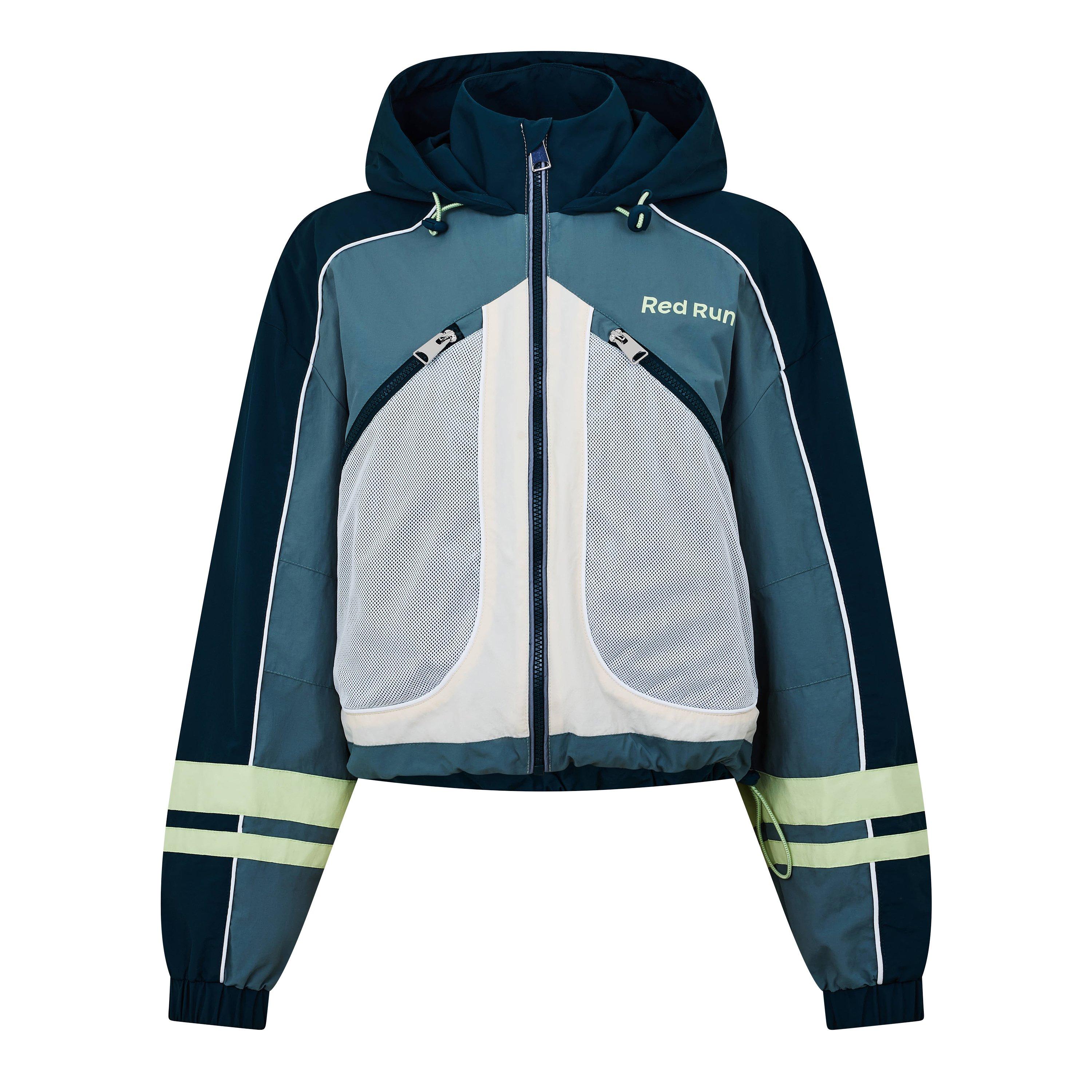 Dark Green - Red Run - Womens Skyline Nylon Track Jacket - 1