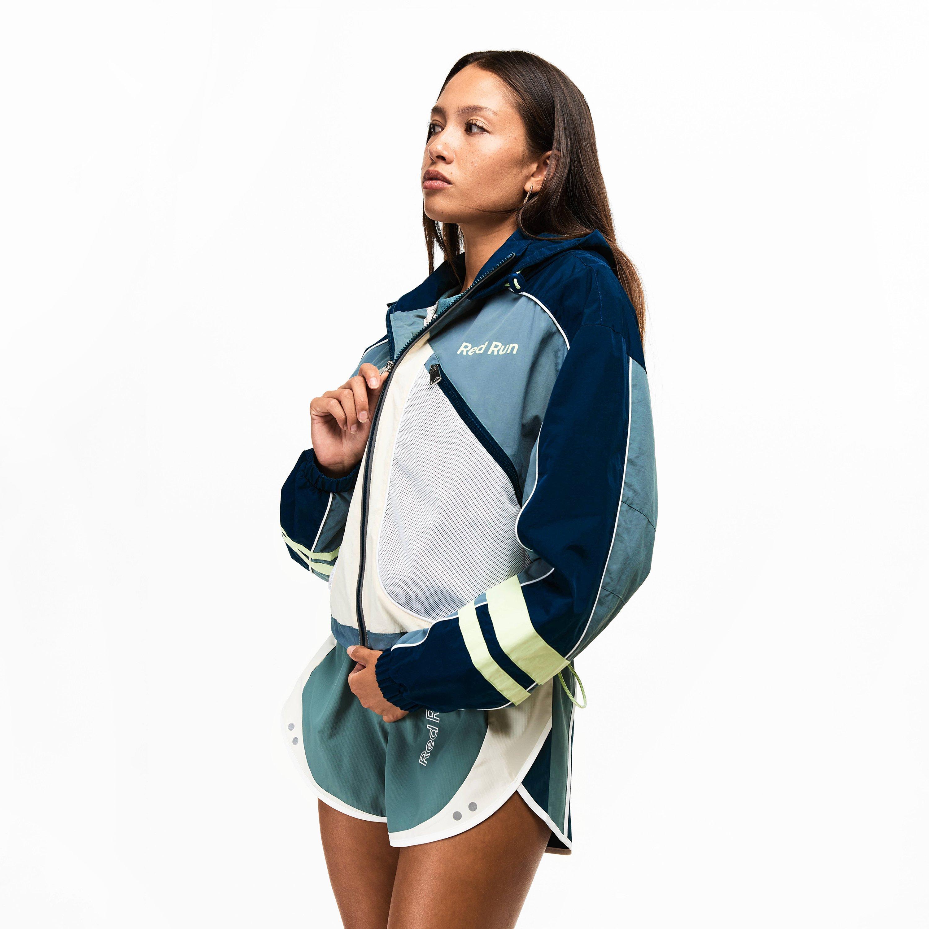 Dark Green - Red Run - Womens Skyline Nylon Track Jacket - 3