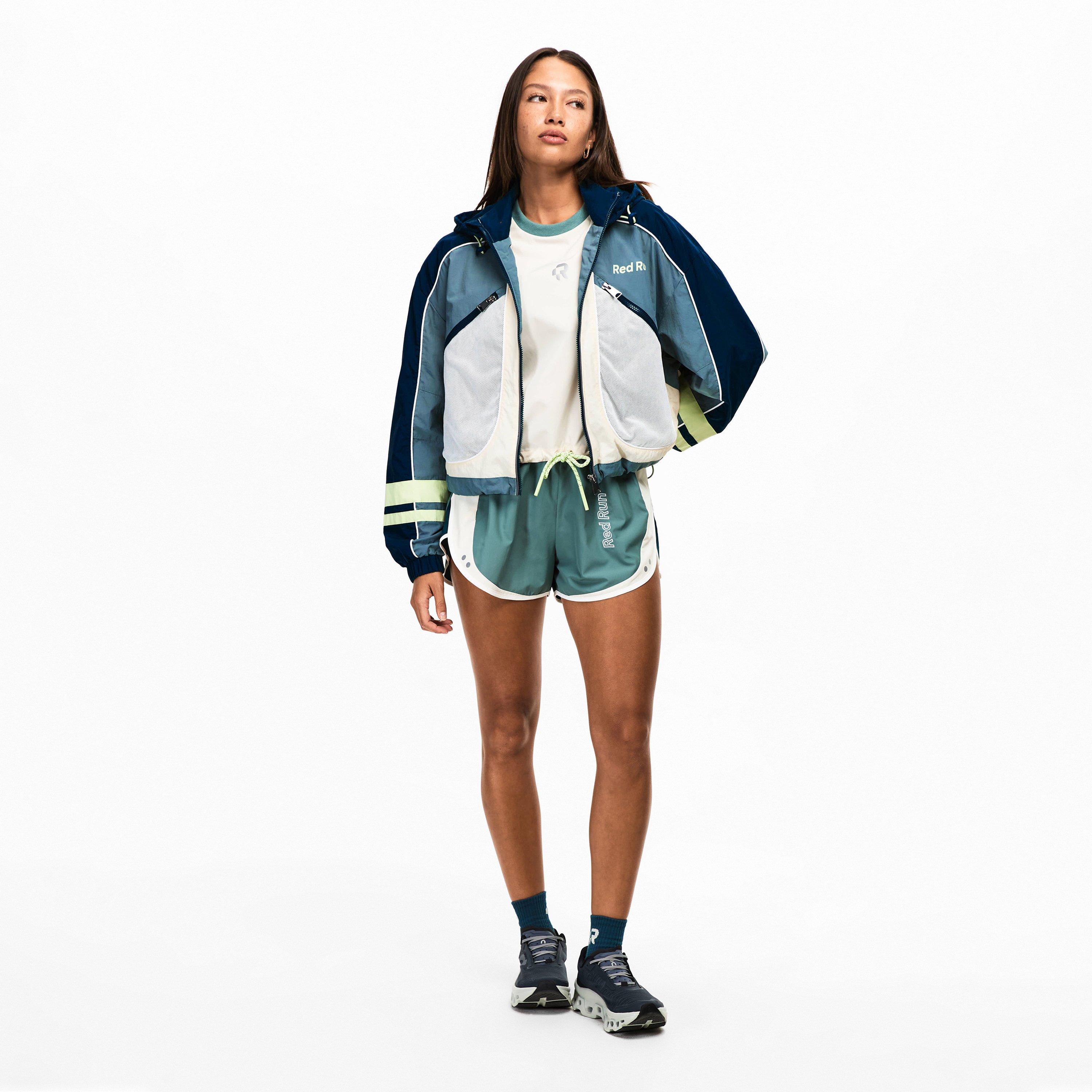 Dark Green - Red Run - Womens Skyline Nylon Track Jacket - 6