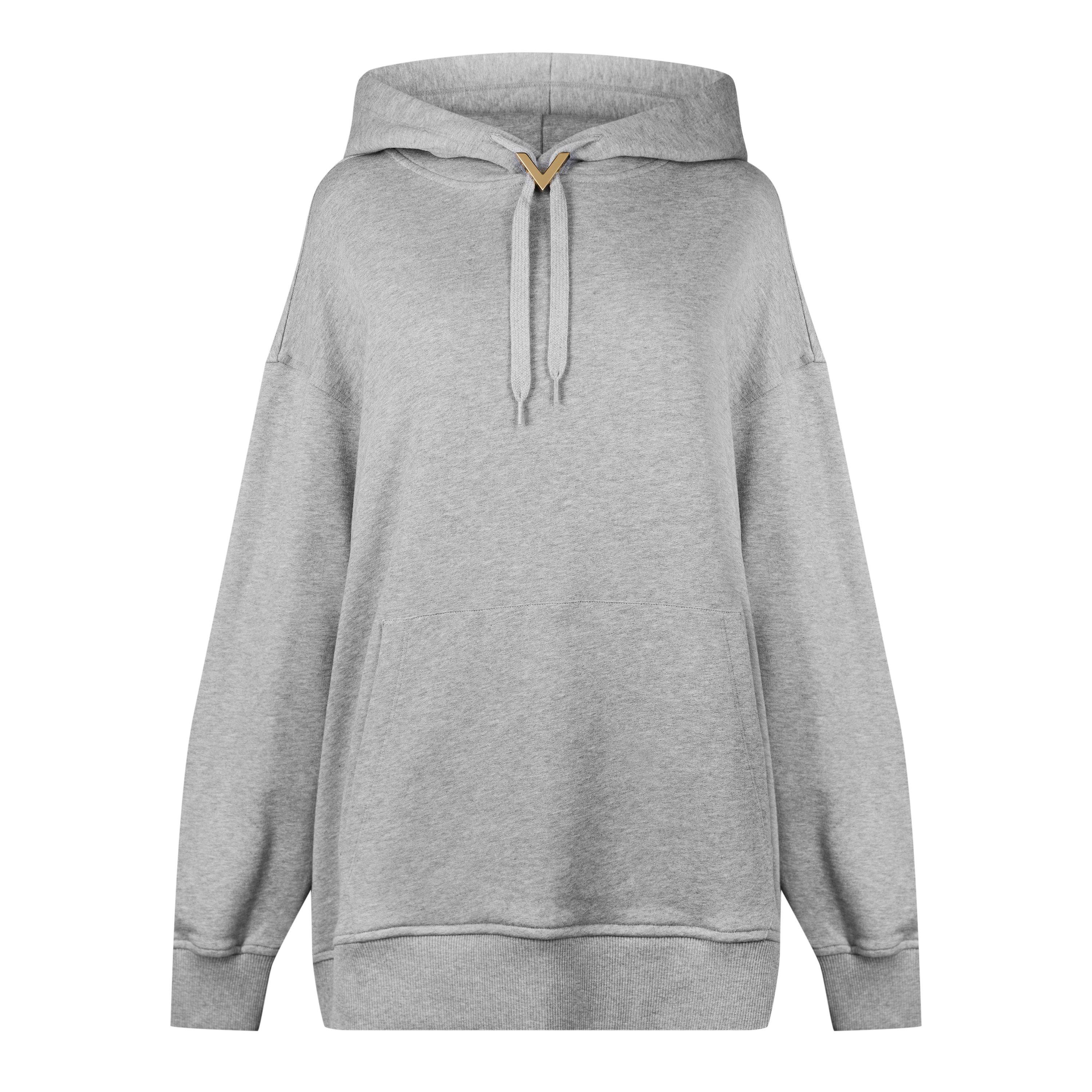 Grigio Melange - Valentino - V-Detail Hoodie - 5