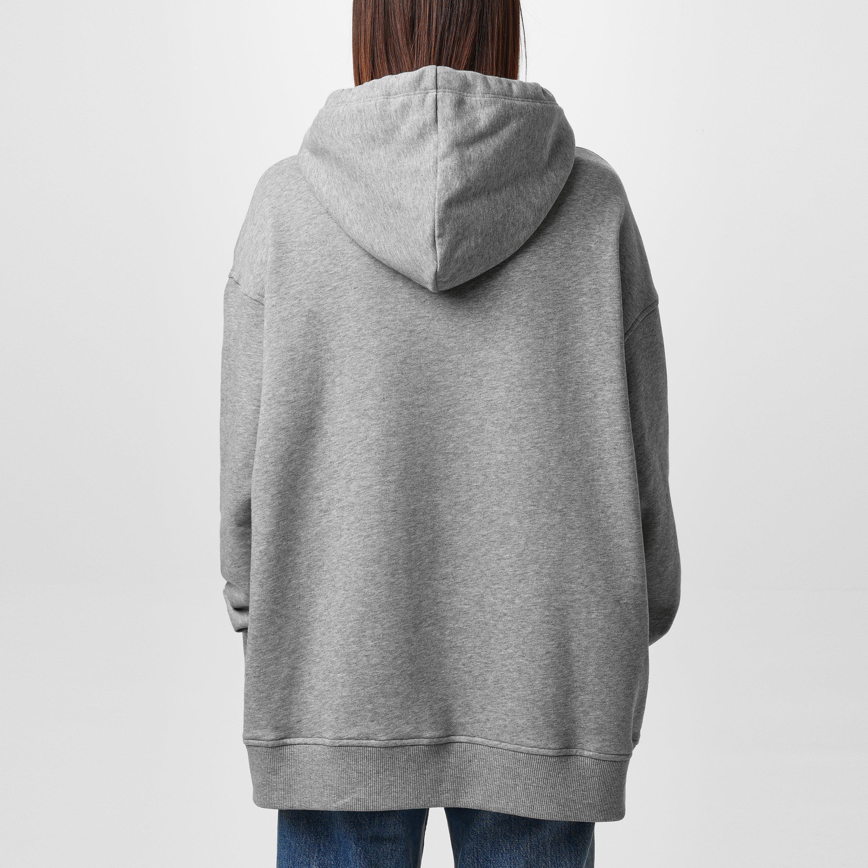 Grigio Melange - Valentino - V-Detail Hoodie - 3
